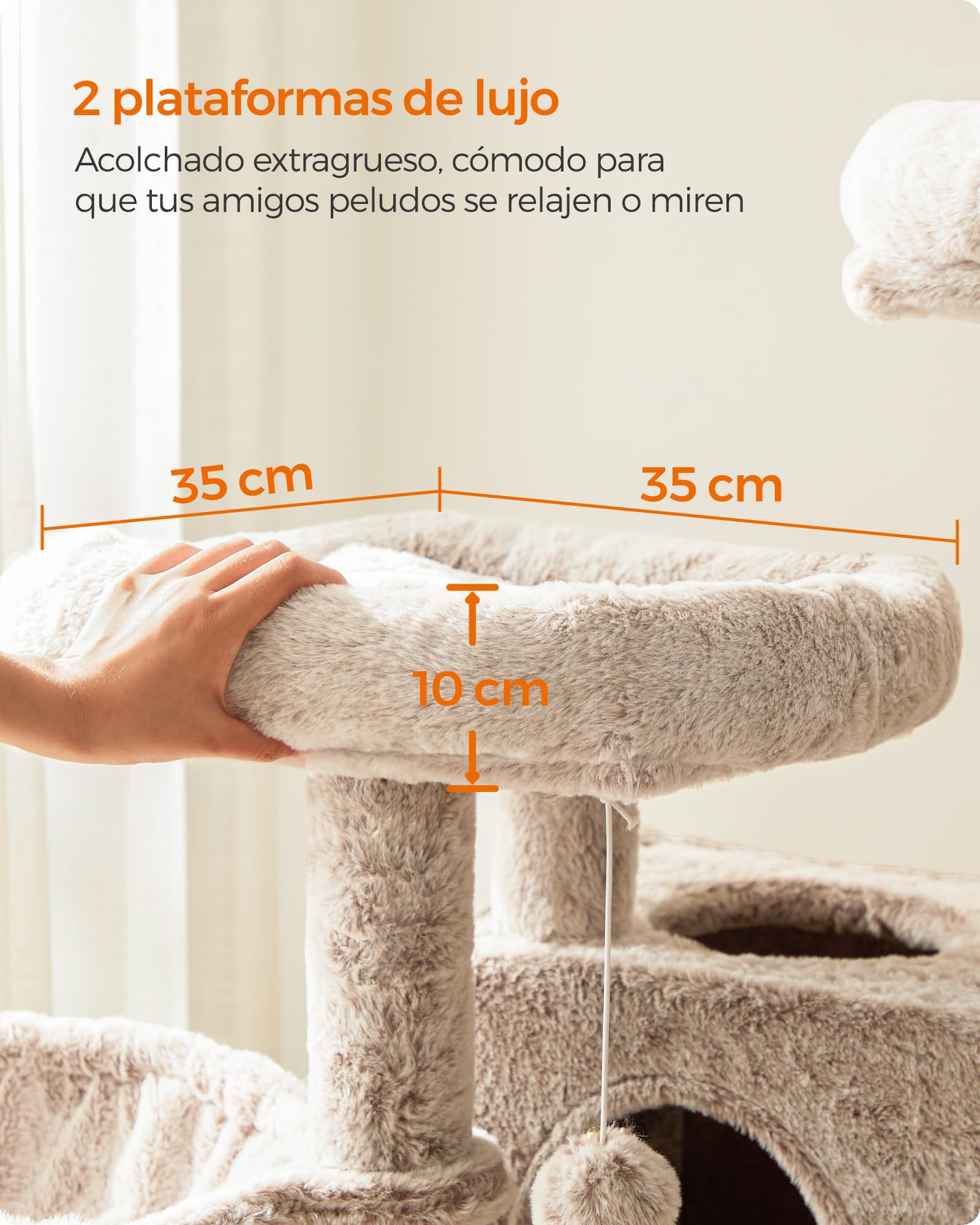 Feandrea Árbol de Gatos, Torre de Gatos Grande, Marrón y Blanco Ombré PCT162M01