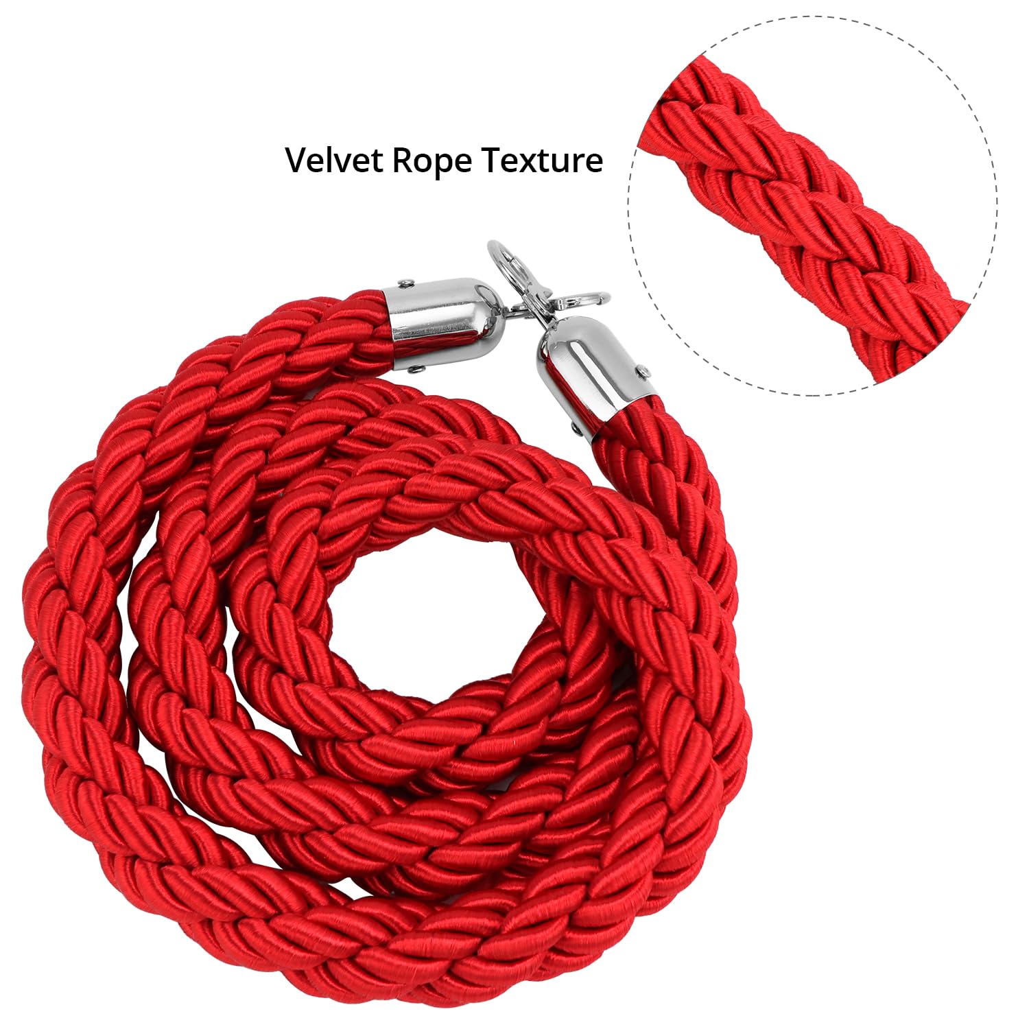 Cordone Intrecciato Rosso 1.5M Per Controllo Folla - Per Hotel, Club, Eventi E Banche - Foto 7