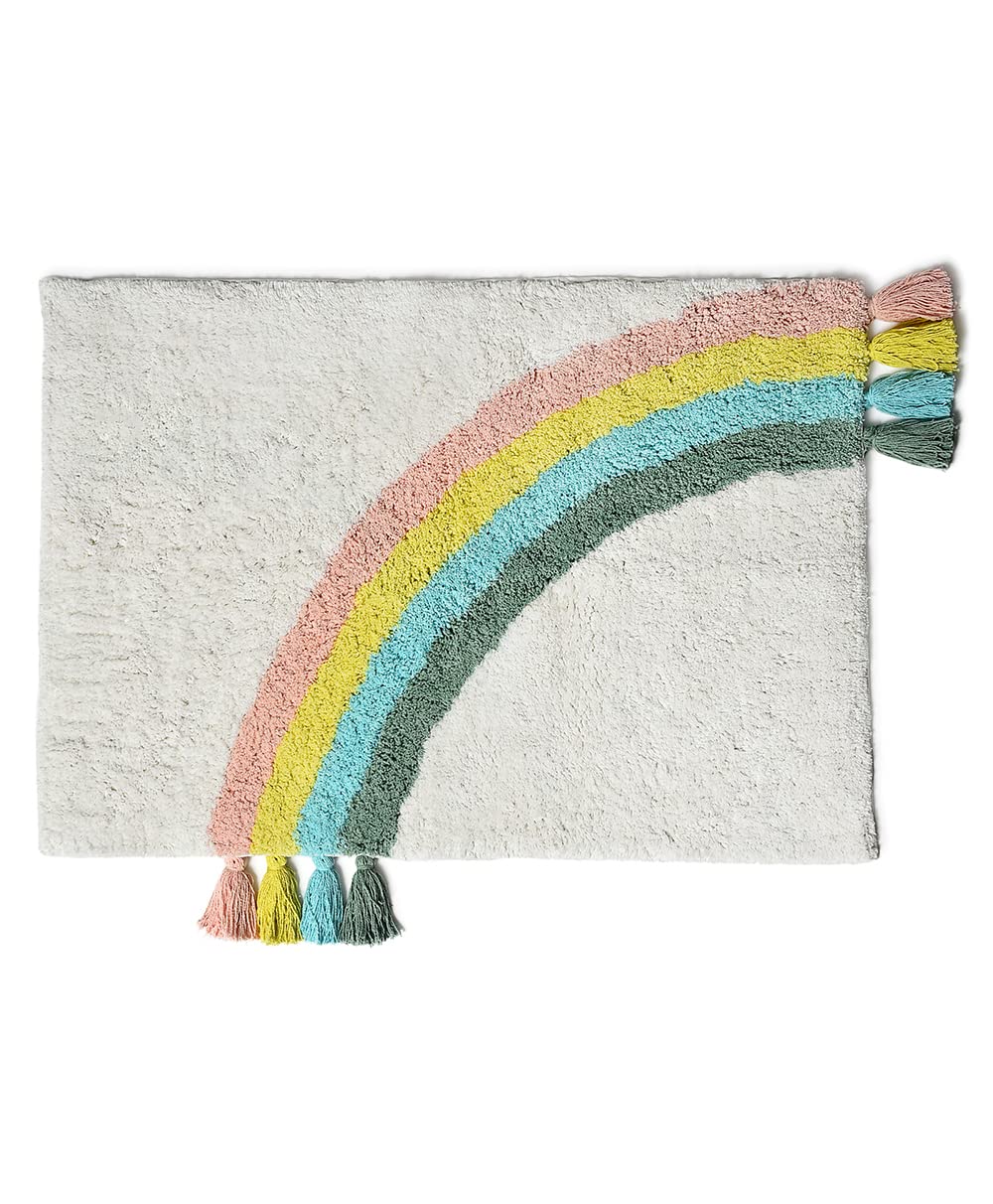 Mi Arcus Rainbow Design Knitted Bath Mat - Soft, Anti-Skid Bathroom Entrance Floor Mat, Rectangular Shape, Multicolor, 50x70 cm