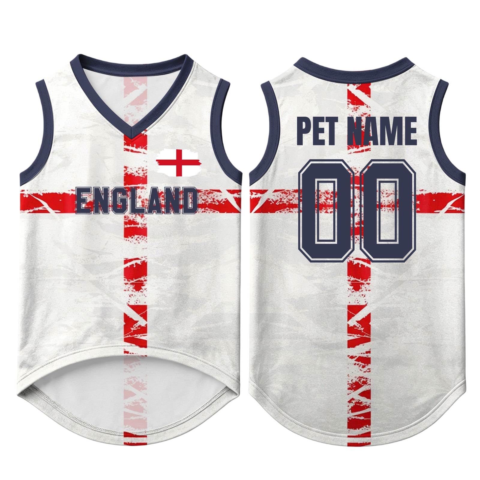 Personalised Dog T Shirt with England 2026 Pet Apparel XS-5XL (England-4)