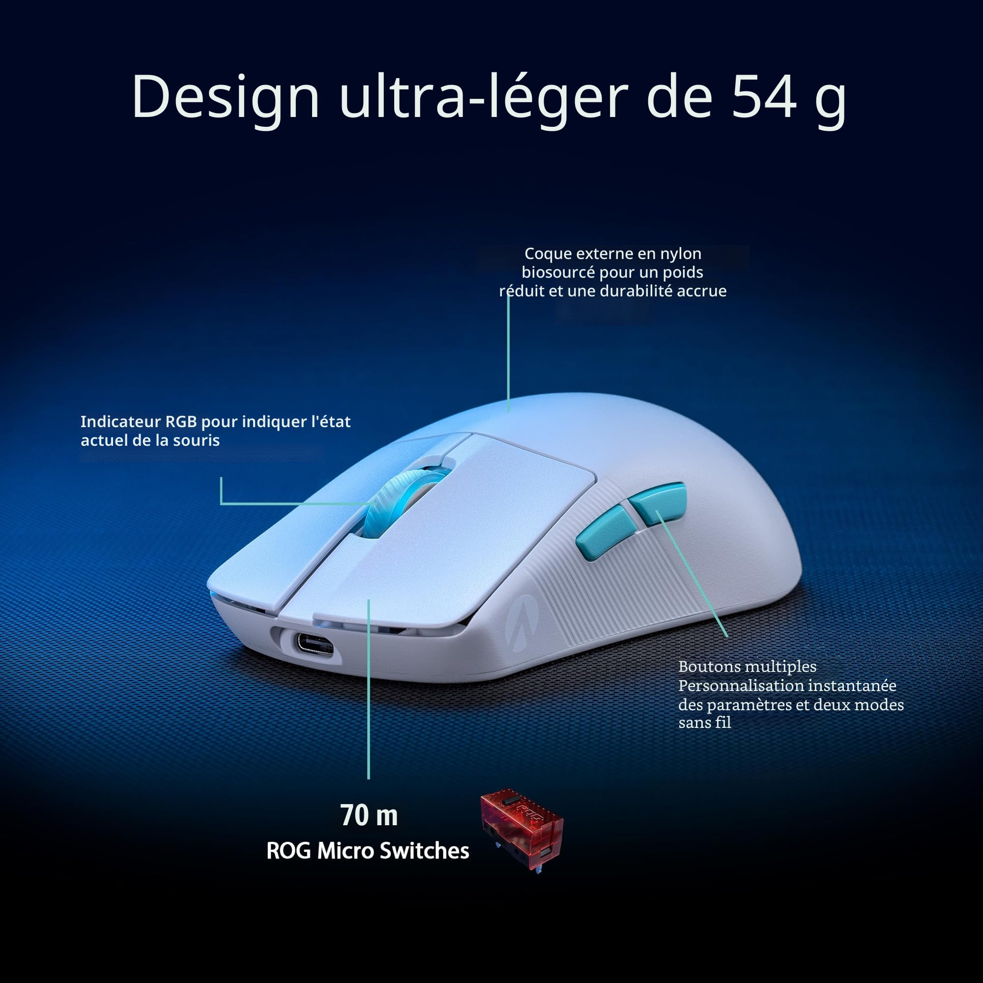 ASUS - Souris sans Fil ROG Harpe ACE Moonlight AIM Lab Edition