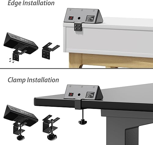 Miniatura 8 de Estación de carga de energía Soporte de abrazadera de borde con puertos USB-C, protector de sobretensiones de mesa, enchufes de alimentación de