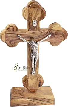 Generic Olive Wood Standing Cross Crucifix Made in The Holy Land - Home Wooden Cross Prefect Gift for Fathers Day or Any Special Occasion