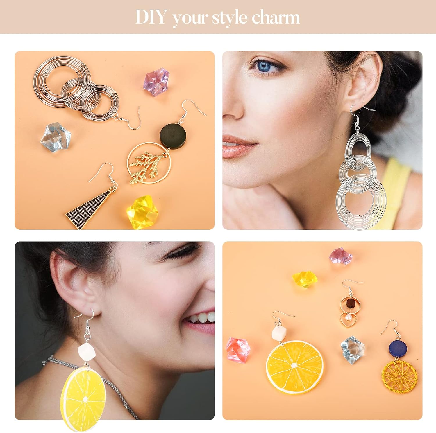 100 pcs Hypoallergenic Earring Hooks, 925 sterling Silver Copper-plated Earring Hooks, Fish hook Earrings, 300 pcs Earring Making Kit with Jump Rings and Clear Rubber Earring Backs, DIY Jewelry Making