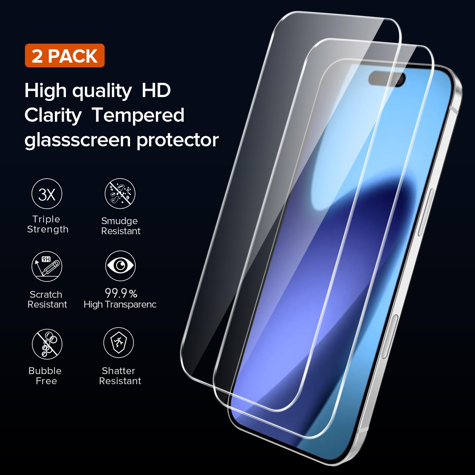 iVoler Cover Opaca per iPhone Air/iPhone 17 Air 6.5 Pollici con 2 Pezzi Vetro Temperato, [Antiurto di Grado Militare] Custodia Traslucida Posteriore Sottile Anti-Impronte Case, Nero