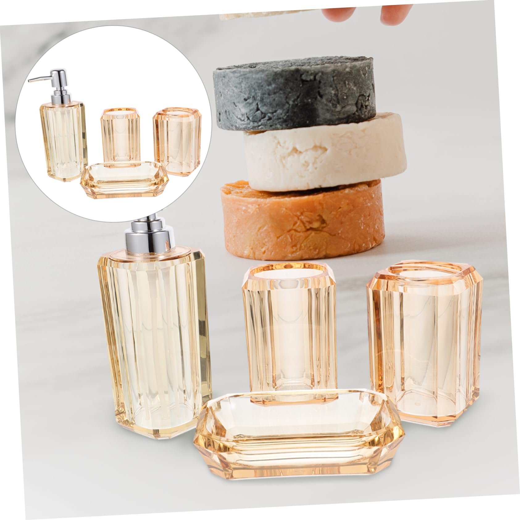 Mipcase Set de Baño de Acrílico Jabonera Porta Cepillo de Dientes Elegante para Baño