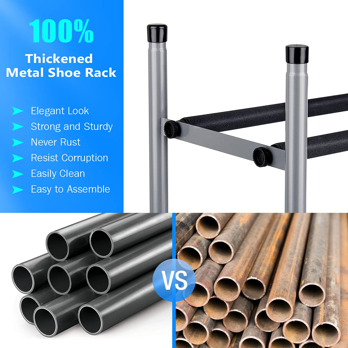 2Tier Expandable Shoe Rack Stackable Shoe Organizer Adjustable Metal