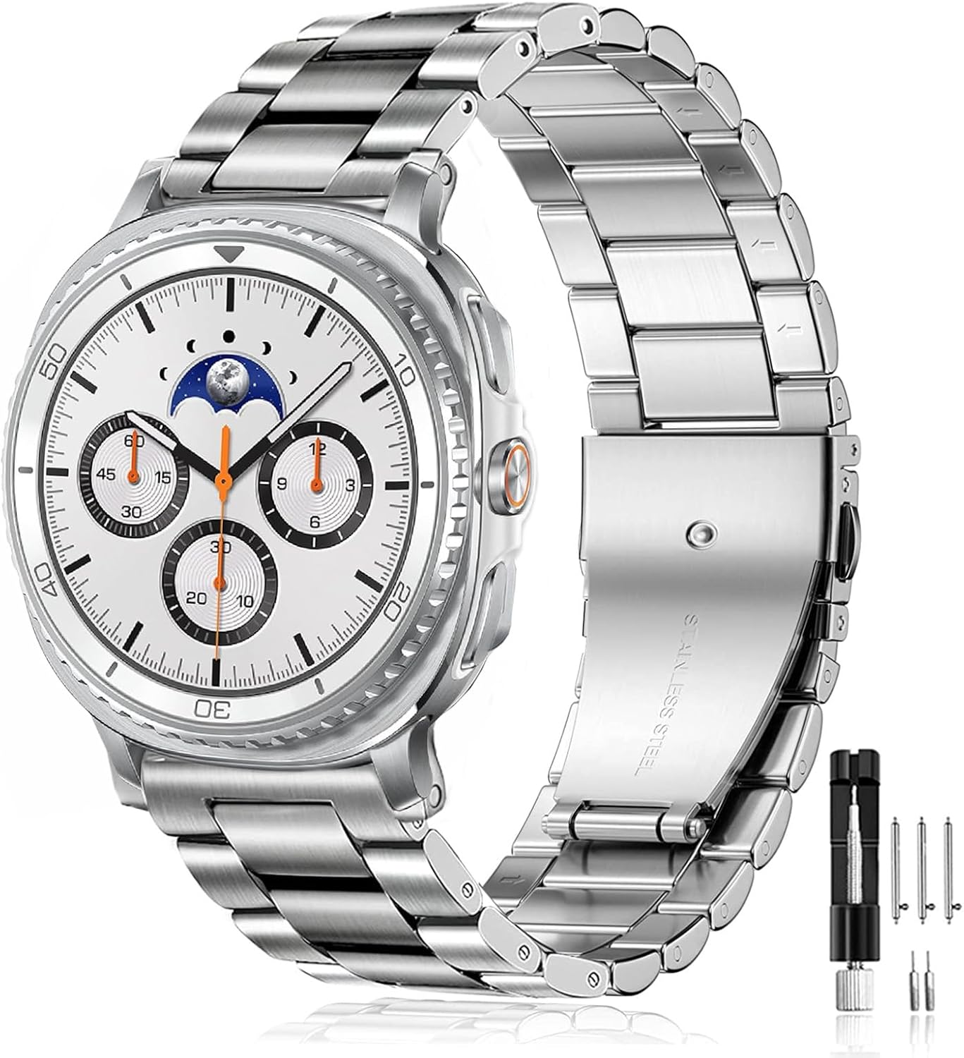 Metal Bands for Galaxy Watch 8 Classic Band 46mm/Samung Galaxy Watch 8 40mm/44mm 2025, One Click No Gap Business Stainless Steel Wristband Replacement Strap for Men Women - Image 8