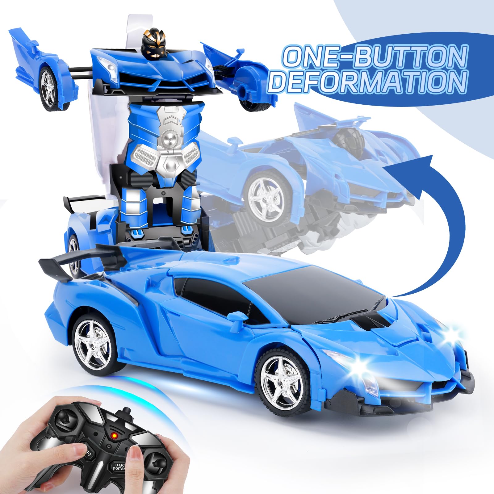 Voiture télécommandée, Robot Transformable, pour Enfants, échelle 1:18, Jouet d'anniversaire, pour garçons de 3, 4, 5, 6, 7, 8, 9, 10 Ans, garçons et Enfants - Jaune