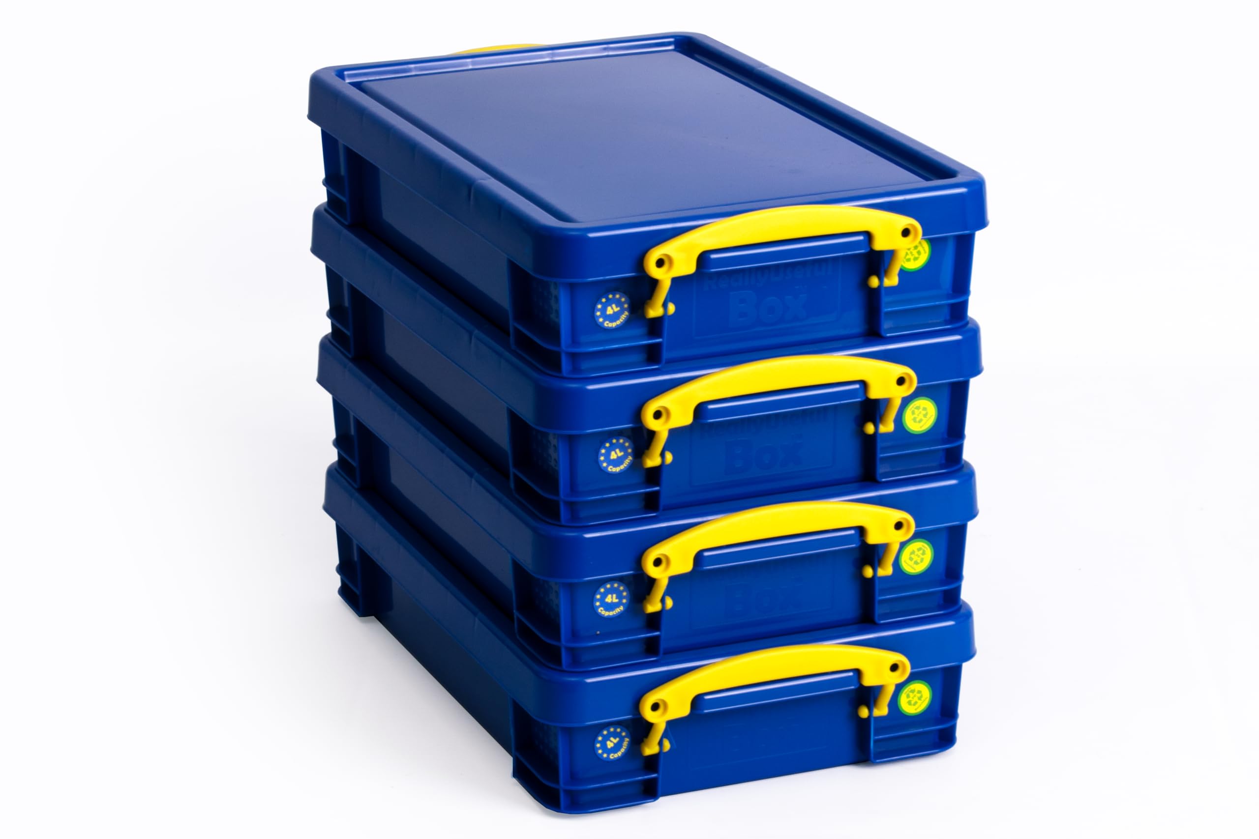 Really Useful Box 5x4-Litres A4 Opaque Blue Storage Boxes - Lockable Lid, Stackable, Food-Safe, and Temperature-Resistant - Ideal for Documents and More