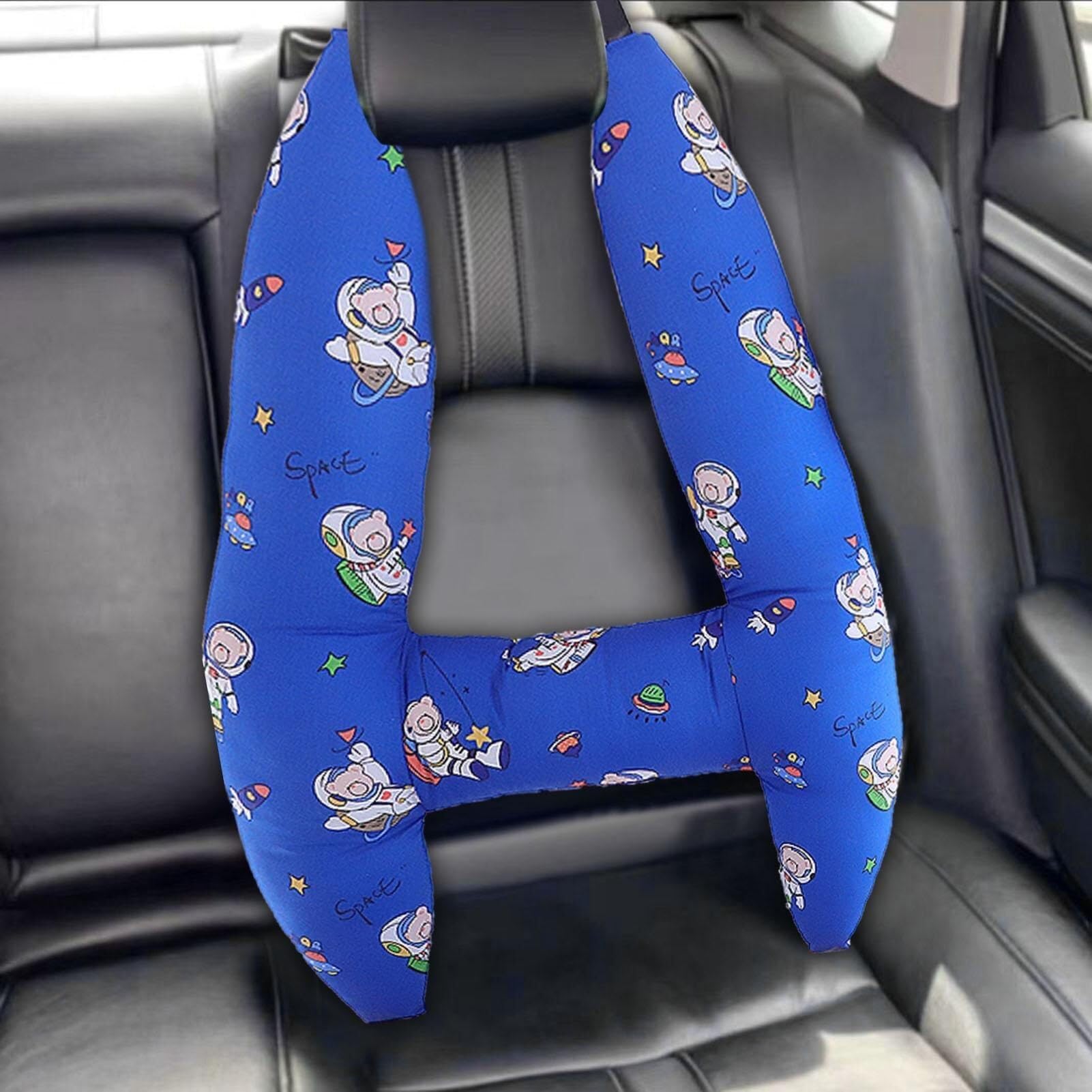 Cuscino da viaggio for auto, cuscino for sedile posteriore in stile H con personaggio dei cartoni animati, comodo poggiatesta for adulti e bambini in movimento(A)