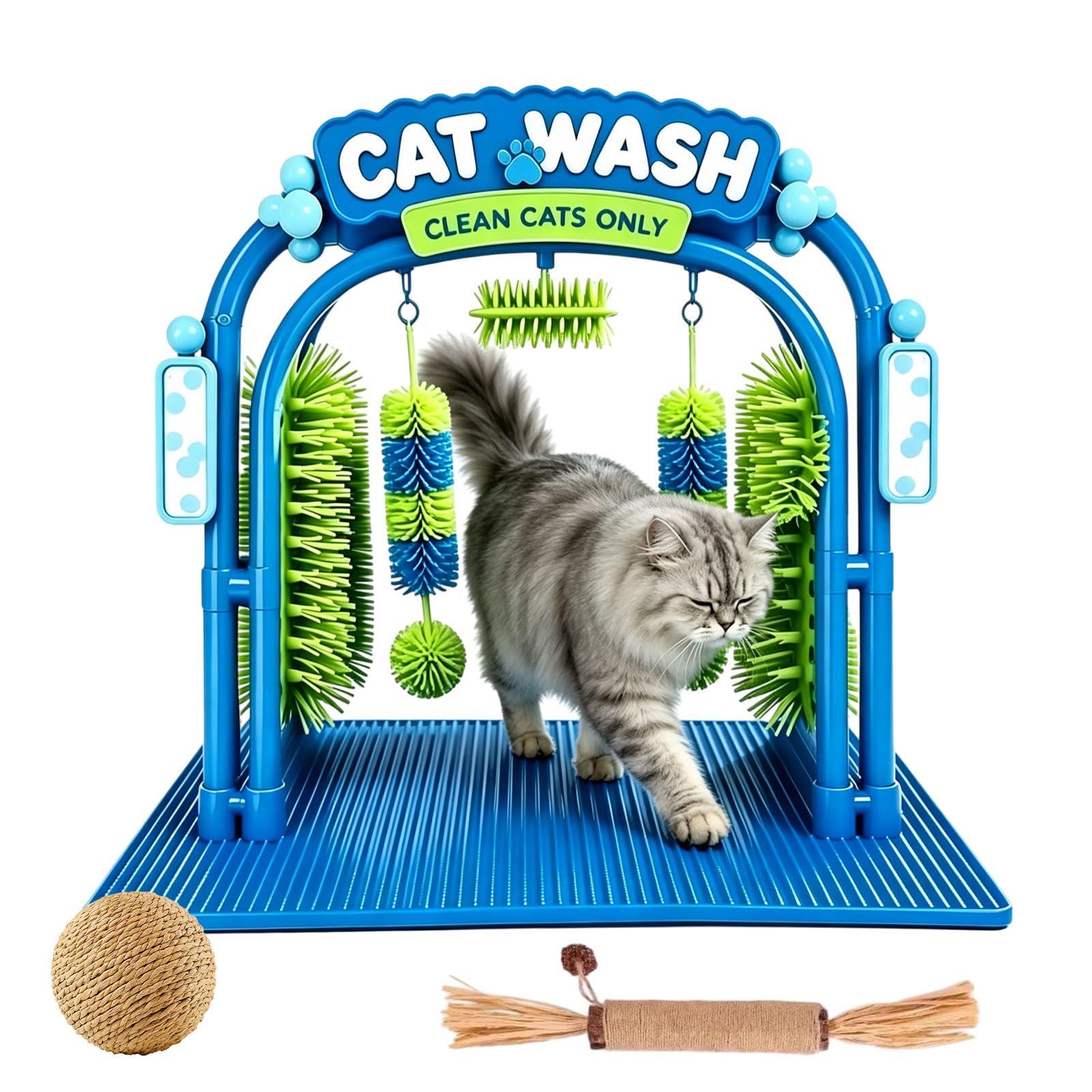 Zppniu Cat Wash Toy, Self-Grooming Arch with Chew Stick & Sisal Ball (1PCS) | Cat Car Was…