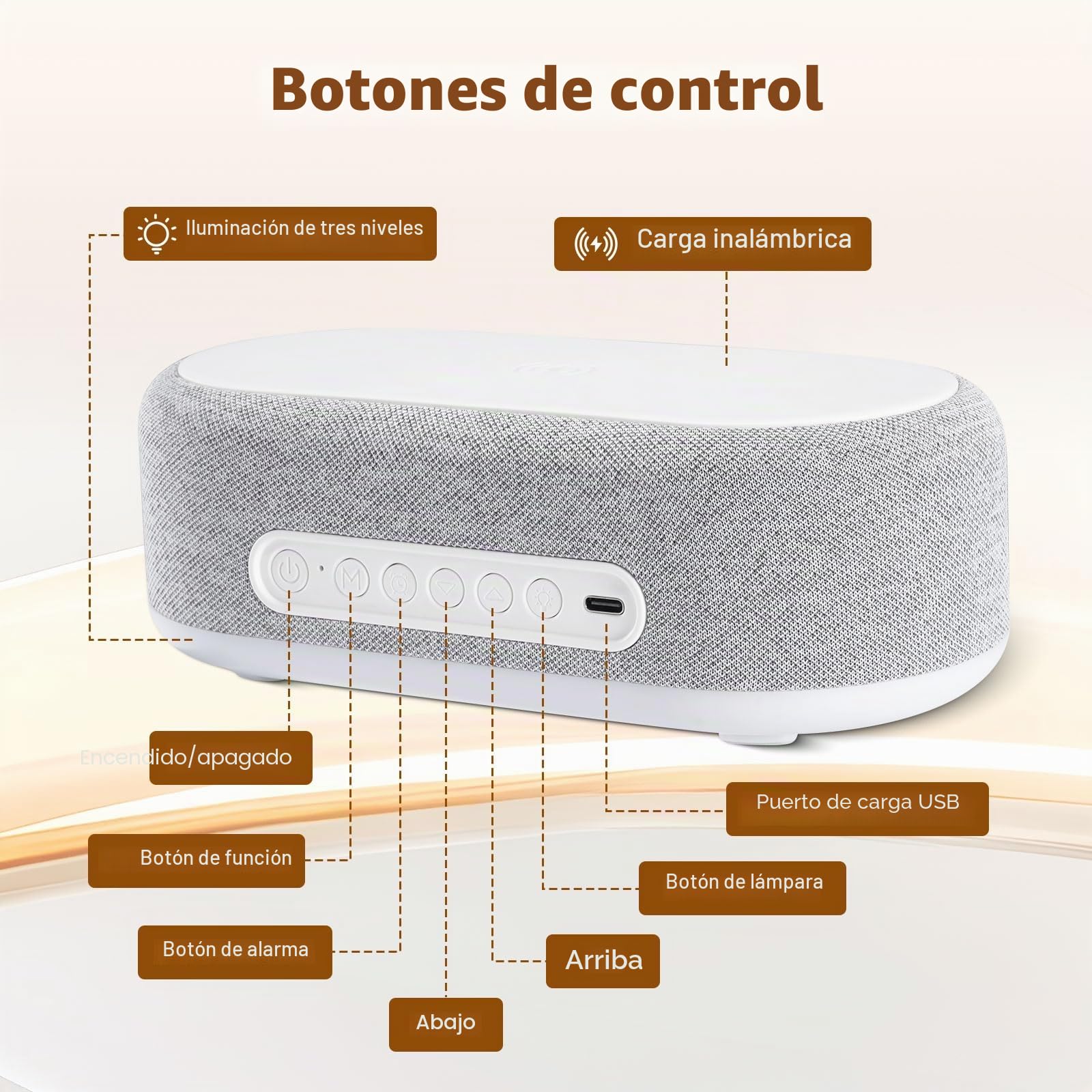 Despertador Digital 4 en 1, Cargador Inalámbrico, Despertador Inteligente con indicador de luz y Temperatura, Brillo Ajustable