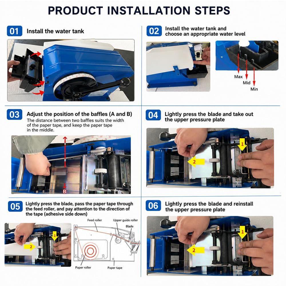 Dispenser Manuale semiautomatico per Nastro di Carta Kraft con Dispenser Automatico ad Acqua con Scala contrassegnata per l'imballaggio di spedizione