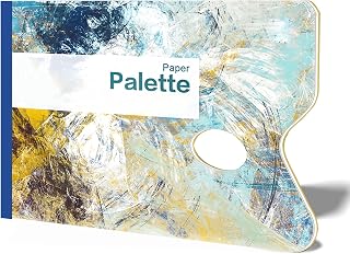 25 Sheets A4 Sized Detachable Paper Color Palette with Thumb Hole, 8.2" x 11.6" Easy Tear Painting Palette Paper, White Paper Paint Palette Pad for Mixing Acrylic Oil Watercolor (A4)