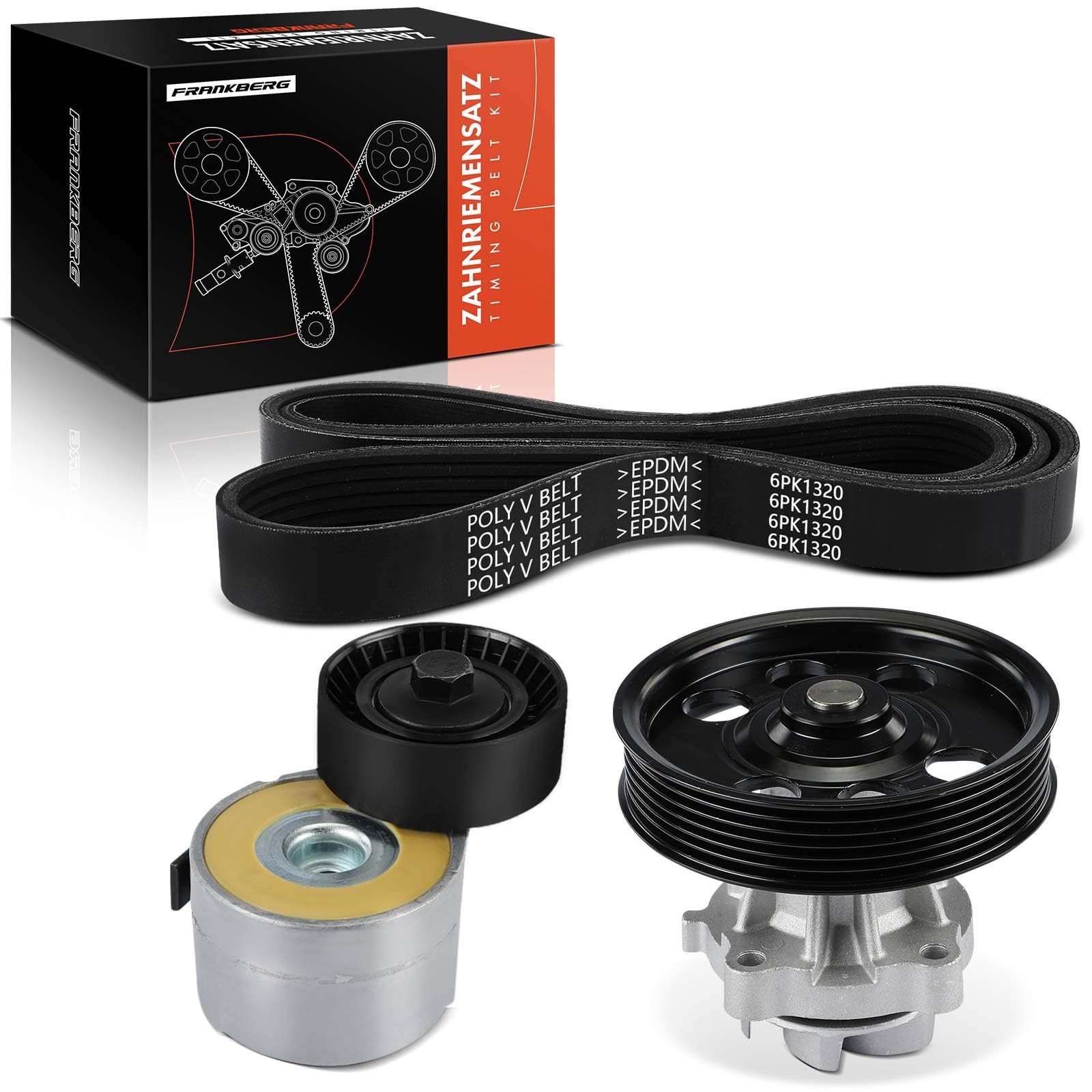 Frankberg Kit cinghia di distribuzione | Compatibile con: Punto Box/Hatchback 199, Linea 110 323, Tipo Saloon 356 357, Punto Evo 199, Grande Punto 199, Qubo 225
