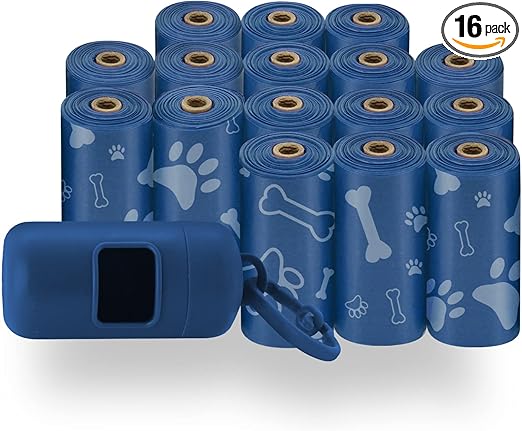 Best Pet Supplies Dog Poop Bags (240 Bags) for Waste Refuse Cleanup, Doggy Roll Replacements for Outdoor Puppy Walking and Travel, Leak Proof and Tear Resistant, Thick Plastic - Royal Blue