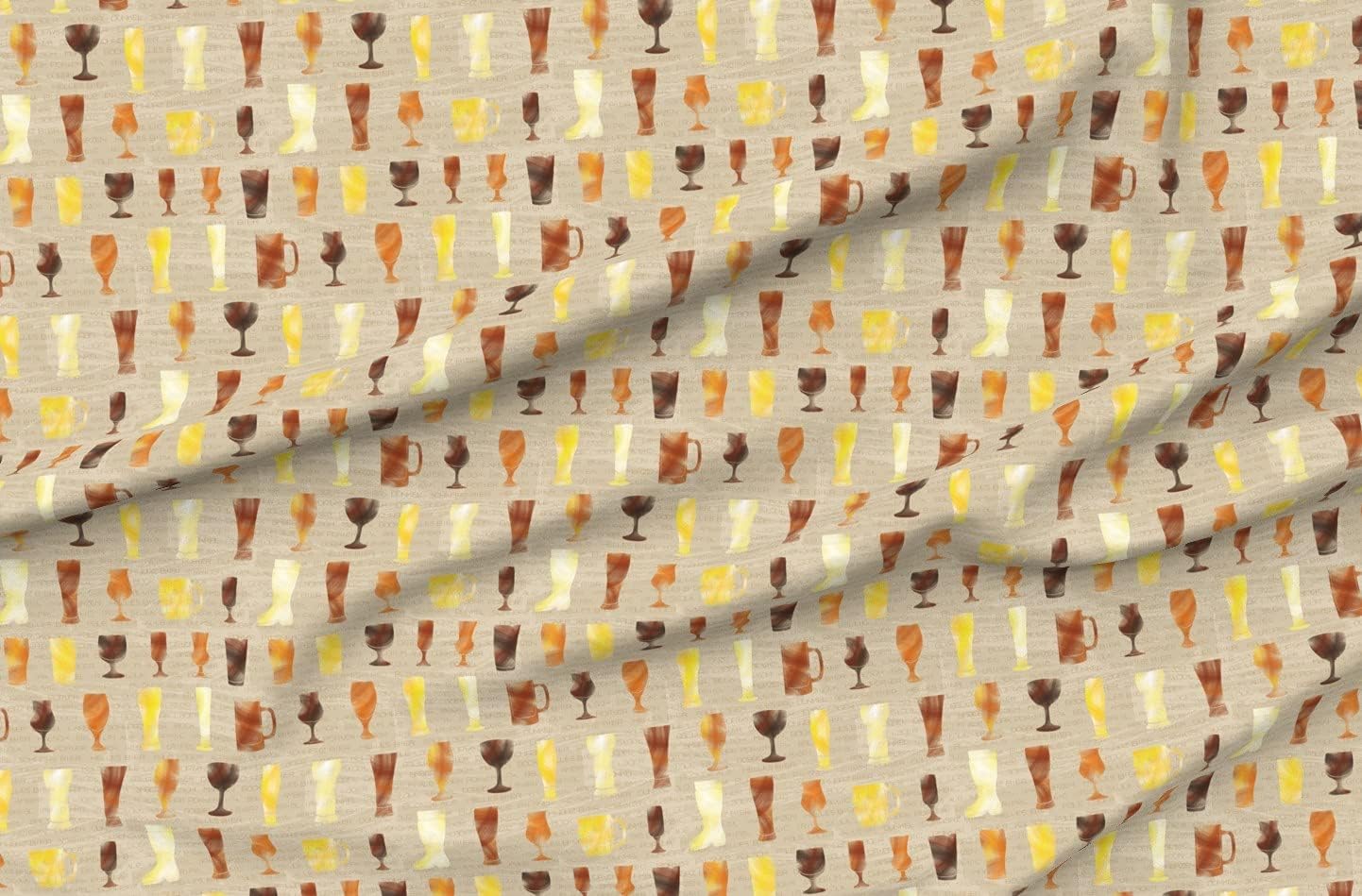 Spoonflower Fabric - Beer Glasses Autumn Fall Man Printed on Organic Cotton Sateen Fabric by The Yard - Sewing Quilting Apparel Home Decor