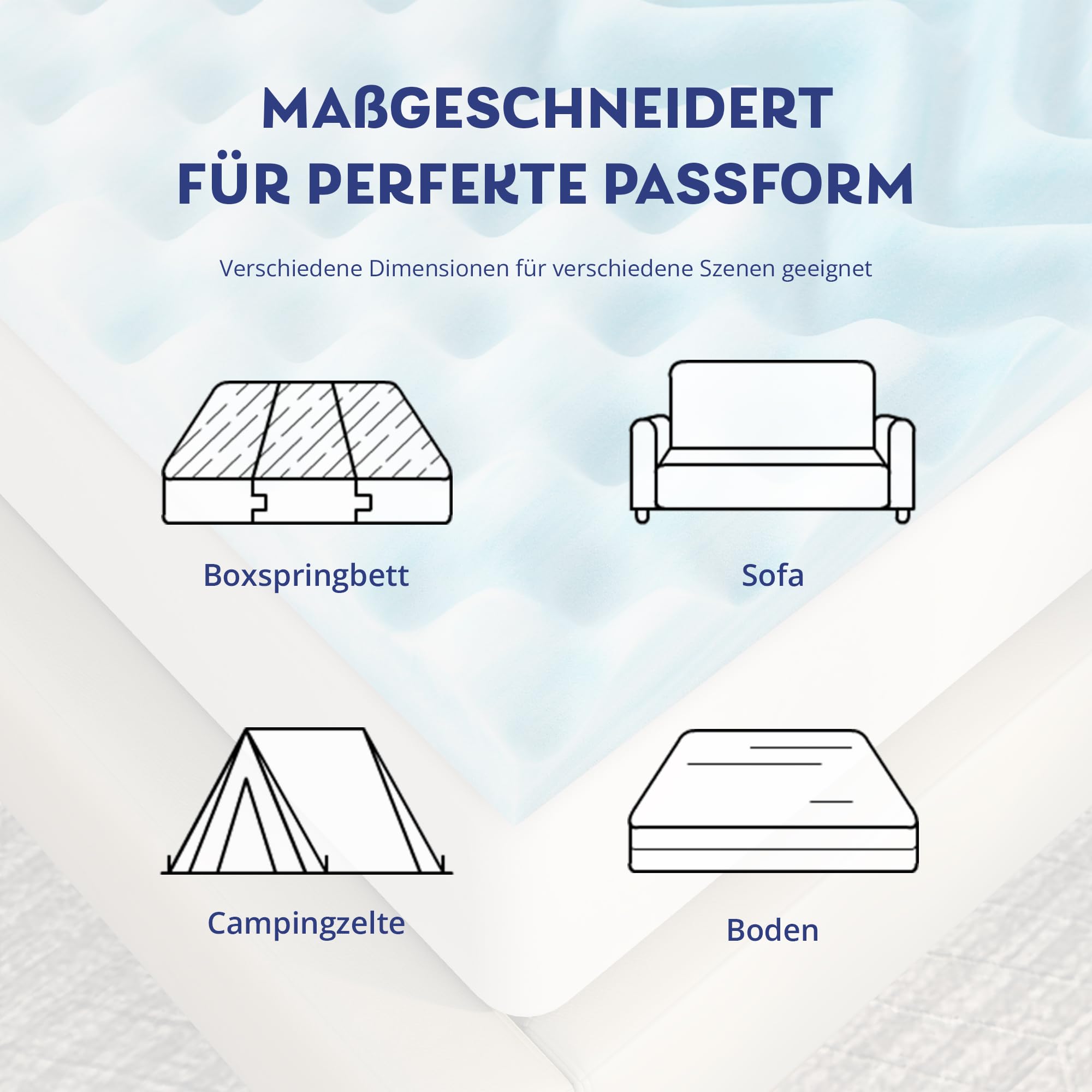 EGO HOME Materac wierzchni 90 x 200 cm, 7-strefowy materac wierzchni z pianki żelowej, certyfikat CertiPUR UE, 90 x 200 cm, bez poszewki, na łóżko kontynentalne, materace, sofę do spania