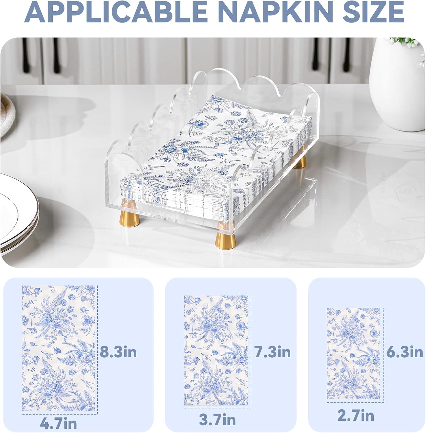 Acrylic Napkin Holder Clear Guest Towel Holder Tray for Bathroom Kitchen Hotel Disposable Paper Hand Towel Holder for Party Wedding, Rectangle