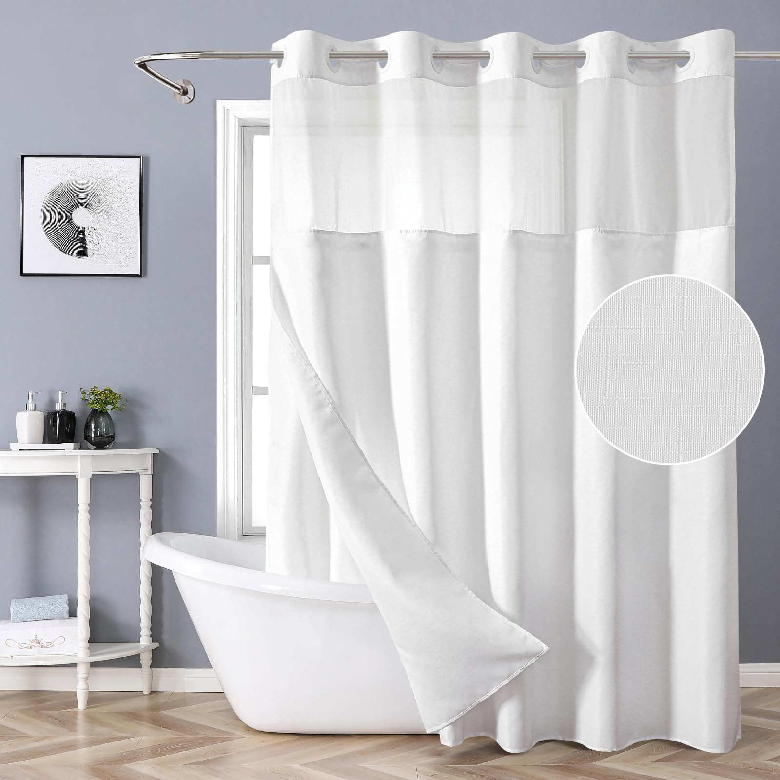 Amazon.com: River Dream No Hook Shower Curtain Microfiber - Waterproof ...