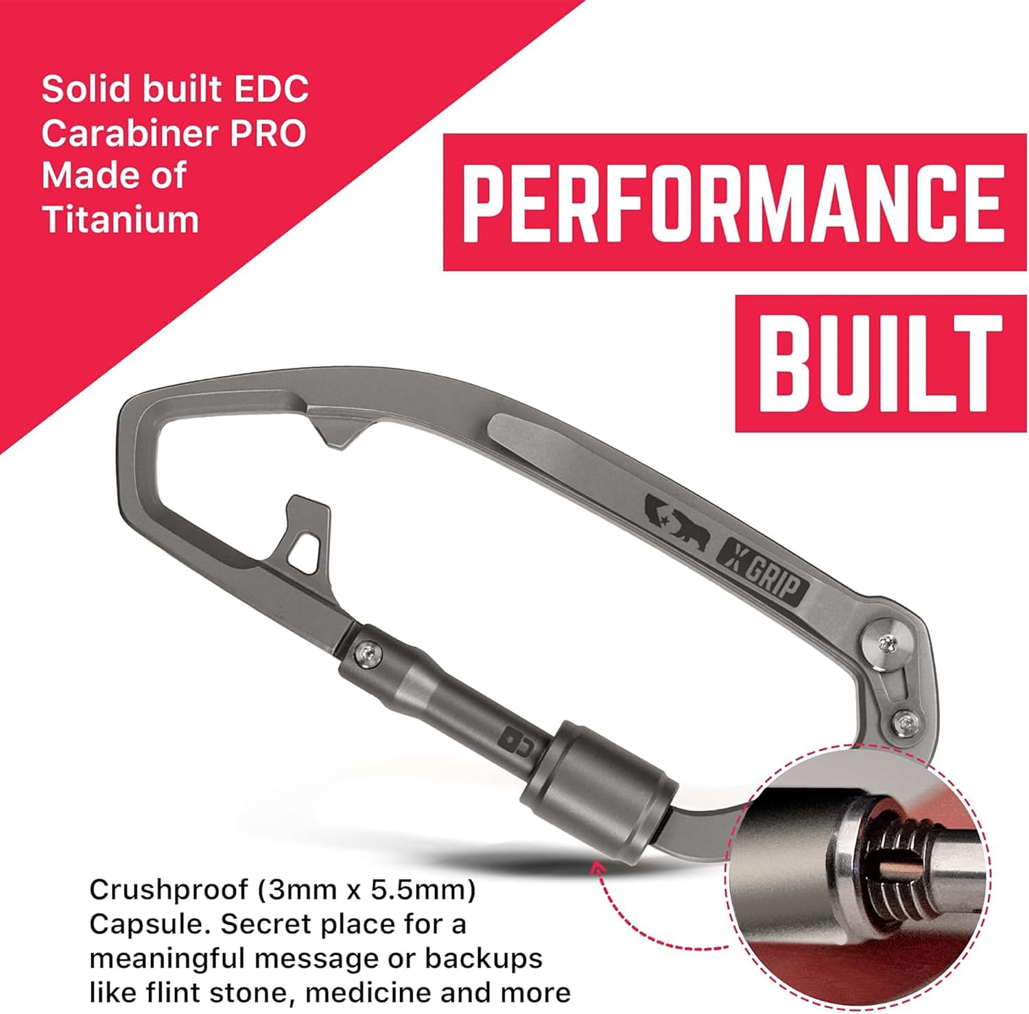GPCA Carabiner Multitool - Carabiner Heavy Duty Key Clip for Keys, Bottle Opener, Screwdriver, Box Cutter, Ruler, Keychain Clip, Keychain Organizer, EDC Gear for Camping & Hiking - Gifts for Men