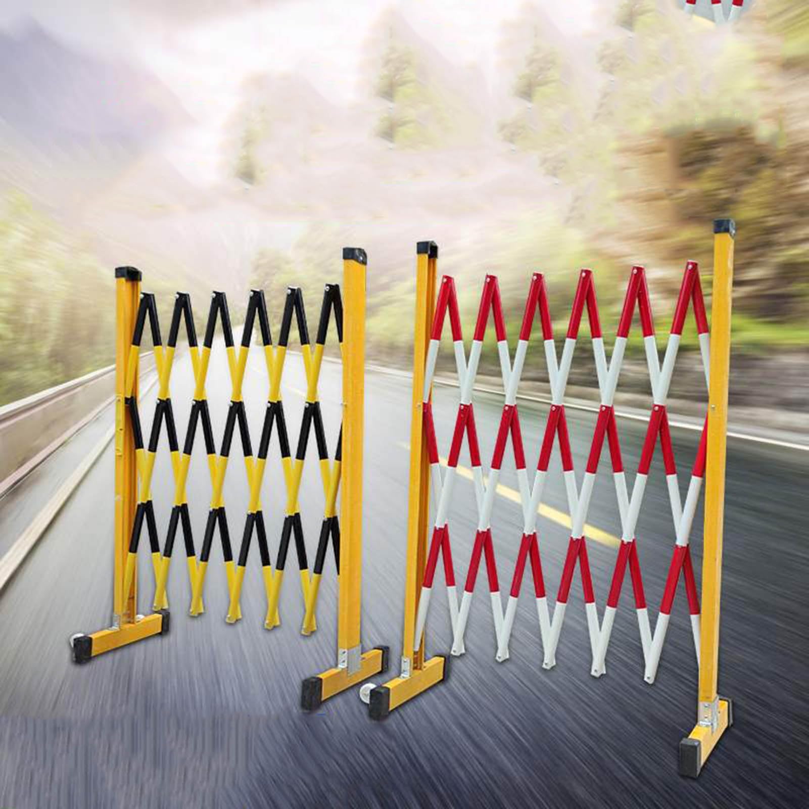 Generisch Ausziehbare industrielle Metallbarriere, mobiles Aluminium-Gartentor auf Rollen für Verkehrsregelung und Baustellen, Farbe: Rot, 120 cm hoch x 400 cm lang