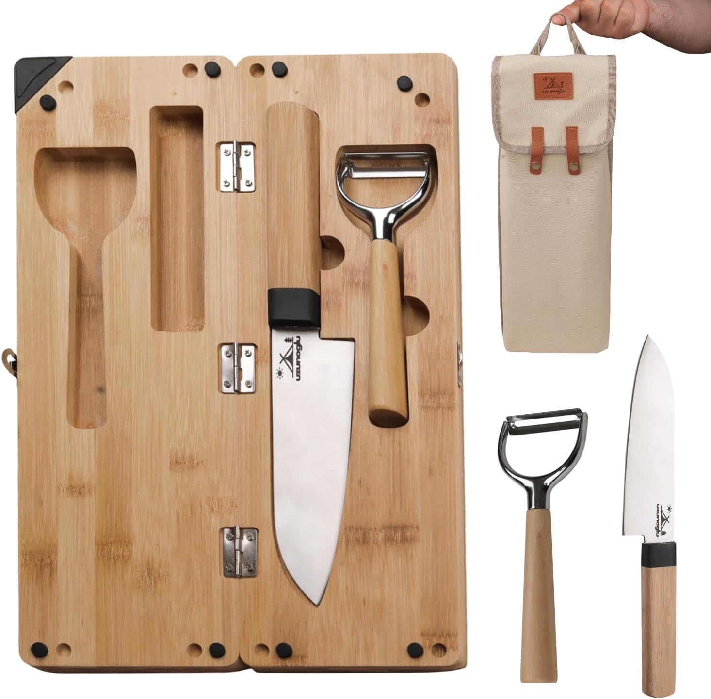 Foldable Bamboo Cutting Board Set – with Knife, Peeler, Bag & Built-in Sharpener – Portable Compact Chopping Board for Camping, Picnic, Travel & Kitchen – Non-Slip, Eco-Friendly, Multi-Purpose Design Foldable Bamboo Cutting Board Set – with Knife, Peeler, Bag & Built-in Sharpener – Portable Compact Chopping Board for Camping, Picnic, Travel & Kitchen – Non-Slip, Eco-Friendly, Multi-Purpose Design