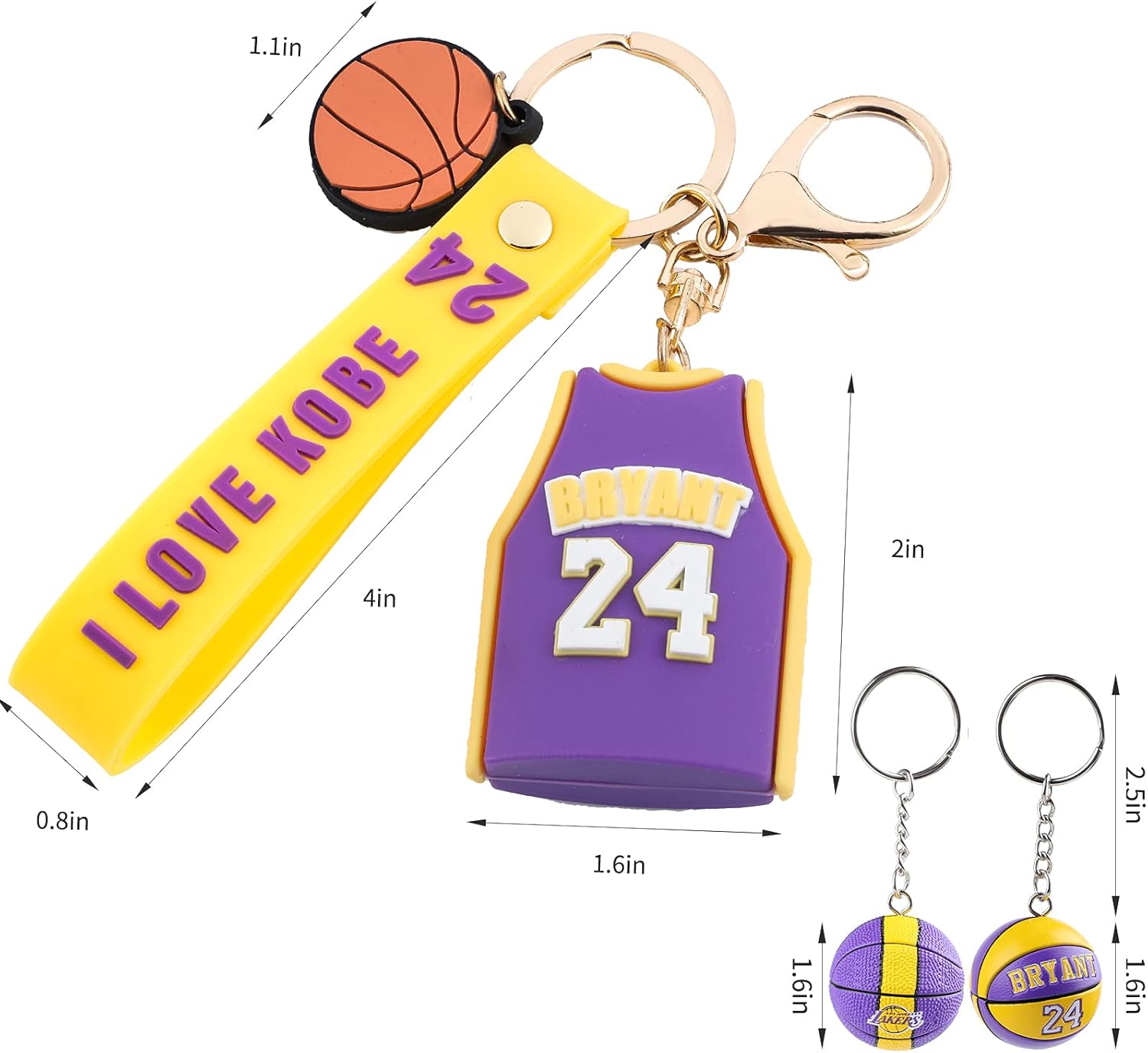 FAPUKL 3 pcs NBA commemorative Kobe key chain, Novelty key chains, send your high school and college graduation gift : Sports & Outdoors
