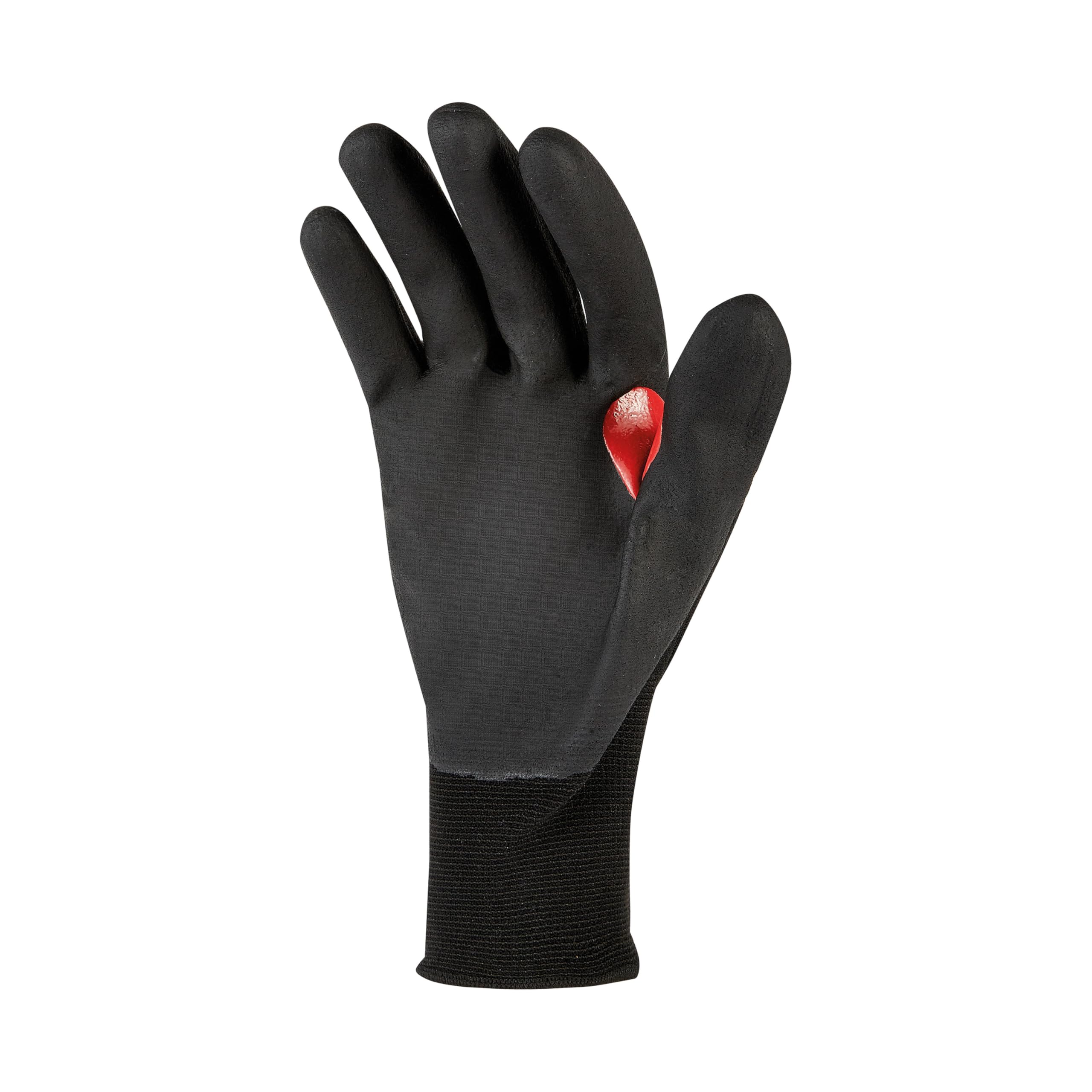 U Power Guantes de trabajo Flnt con soporte elástico de nailon recubrimiento de espuma de nitrilo refuerzo entre los dedos índice de protección contra riesgos mecánicos térmicos color negro rojo