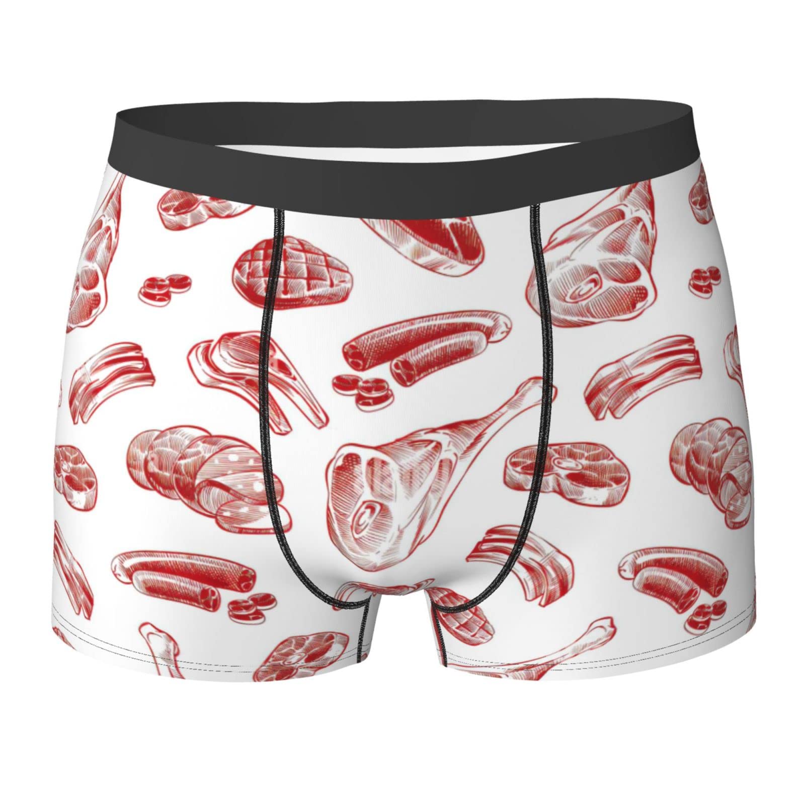 AOOEDM Steak Pattern Underwear Men'S Breathable Boxer Briefs Soft Shorts Comfortable Printed Underwear
