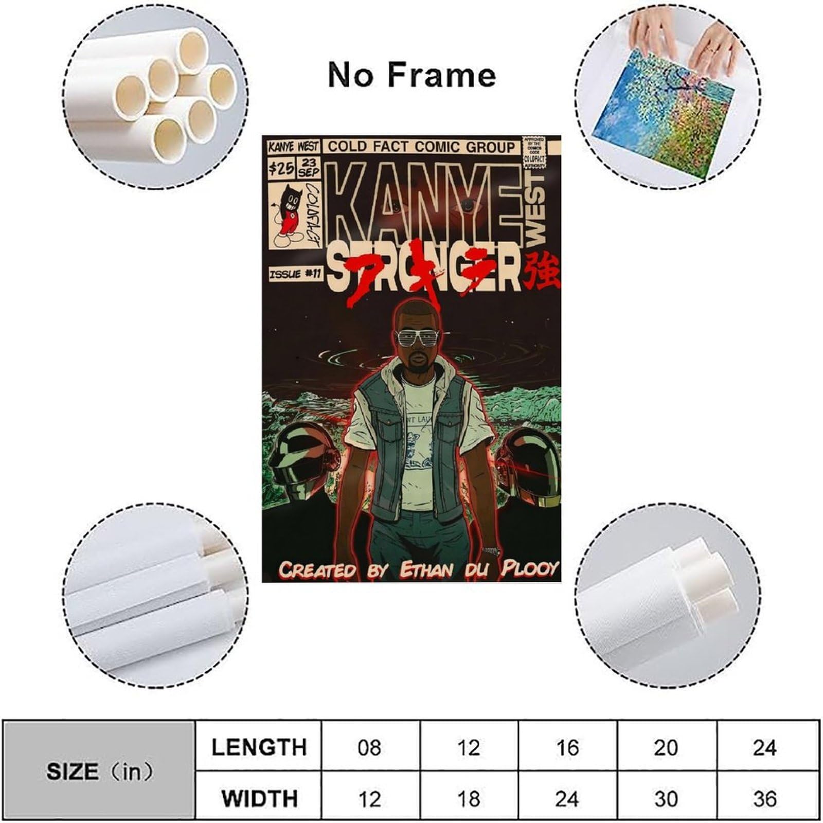 Amazon.com: Piesa Kanye West Poster Hip-hop Rap Comic Music Poster