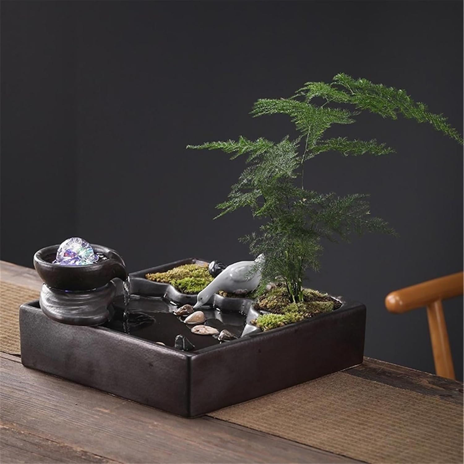 卓上噴水 屋内噴水セラミック卓上噴水リラクゼーションウォーターフィーチャーホームオフィス装飾