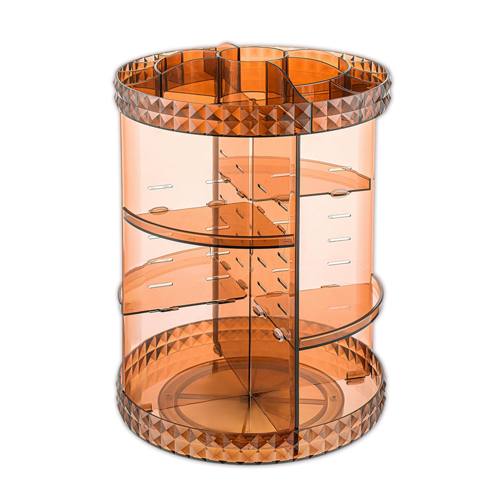 V-HANVER Acryl Make-up Organizer, Kosmetik Aufbewahrung, Vanity Parfüm Halter in Arbeitsplatte Badezimmer Kommode, 360 rotierenden Make-up Stand für Beauty Caddy Hautpflege, Kaffee&Diamond Pattern