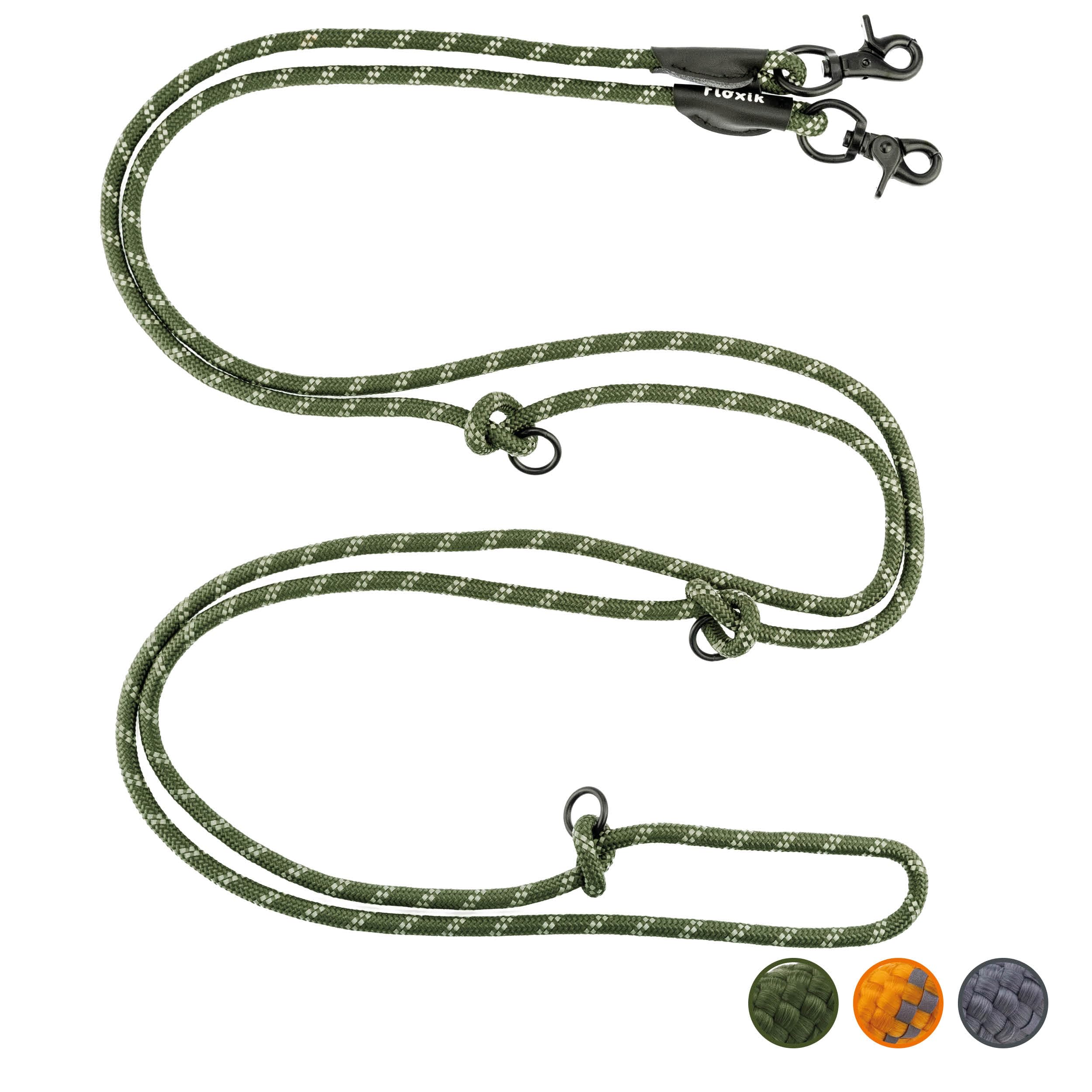 Floxik Premium Führleine für Hunde grün | Hundeleine 3m verstellbar | Tauleine für kleine & mittelgroße Hunde | Robuste und stilvolle Umhängeleine für euer gemeinsames Outdoorabenteuer.