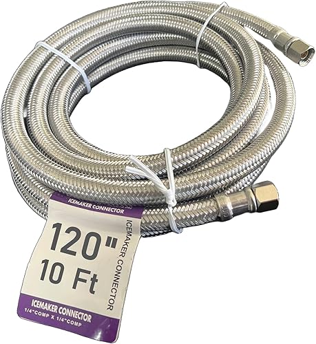 Miniatura 10 de EZ-FLUID Comp hembra de 14 pulgadas x 14 pulgadas hembra Comp x 6 pies (72 pulgadas) de acero inoxidable trenzado flexible para refrigerador, kit de