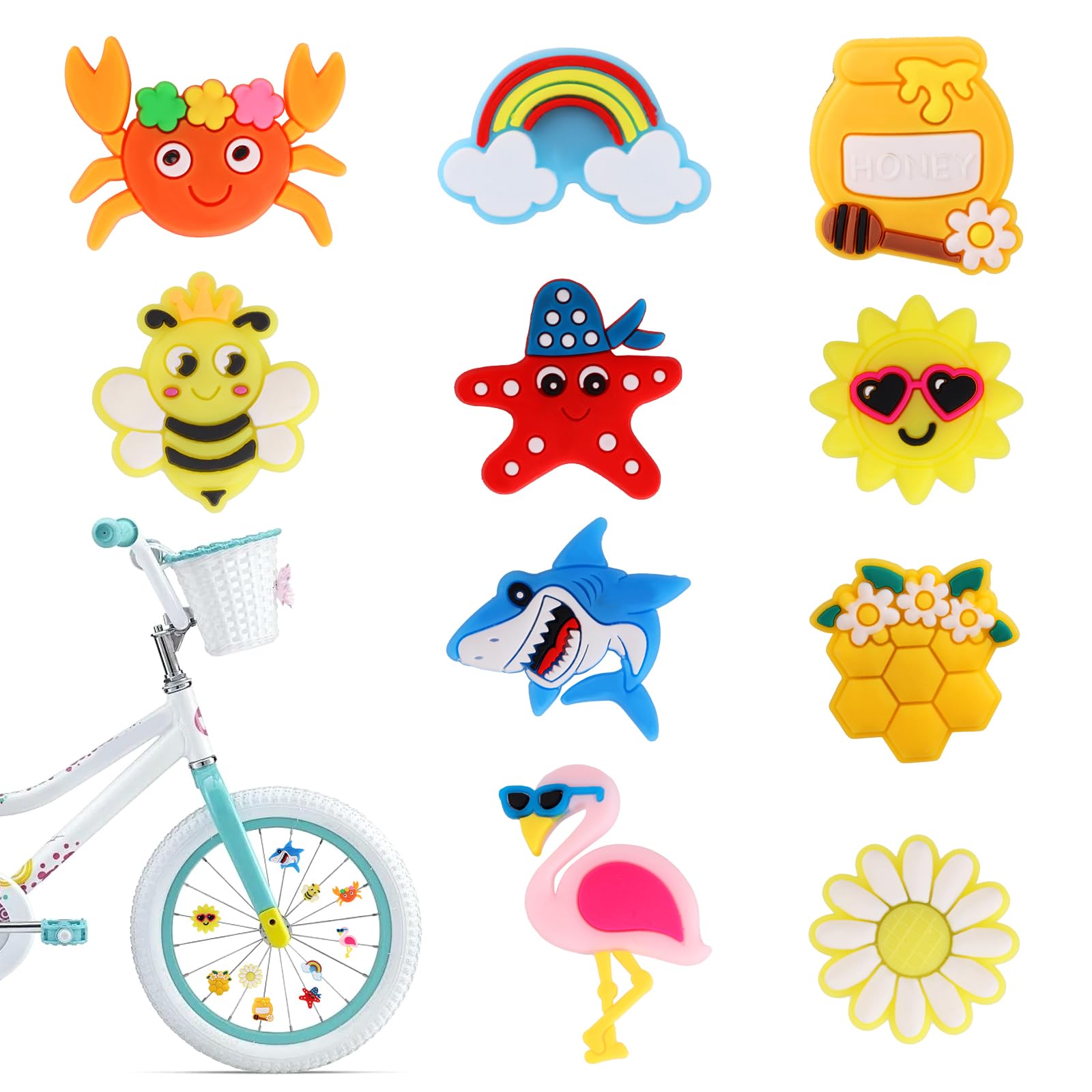 Trukafie Bicycle Spokes Bicycle Accessories Children Colourful Bicycle Spokes Clips Decoration for Girls and Boys Small Bicycle Fans