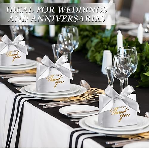 Miniatura 7 de Wesiti Paquete de 80 bolsas pequeñas de regalo de agradecimiento, lazo de coqueta para fiesta, cajas de cinta de lazo para boda novia, 4.5 x 1.8 x