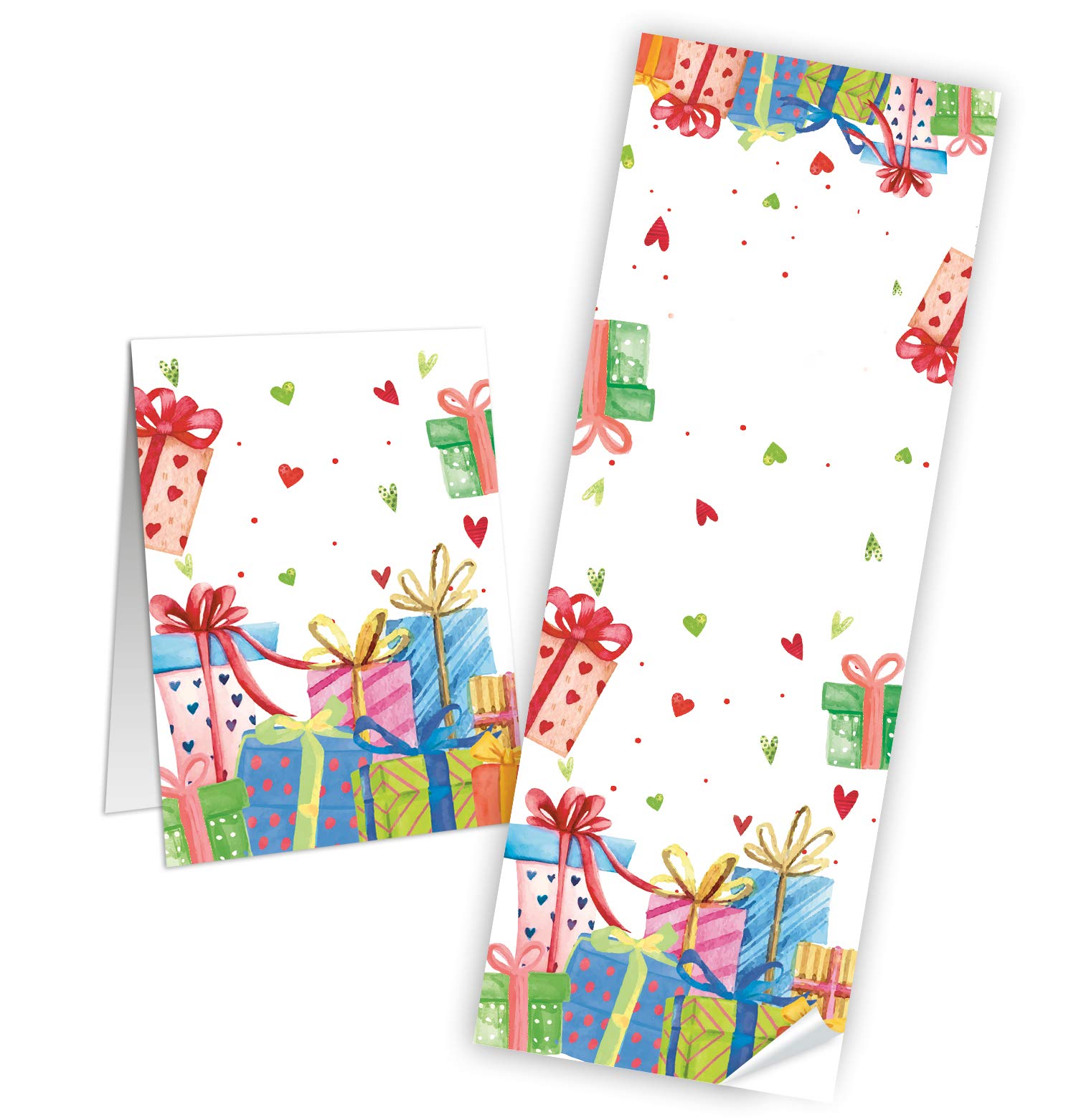 Logbuch-Verlag 50 pegatinas para regalo, multicolor, 7,2 x 21 cm, alargadas, etiquetas para regalos, cumpleaños, embalaje de regalo