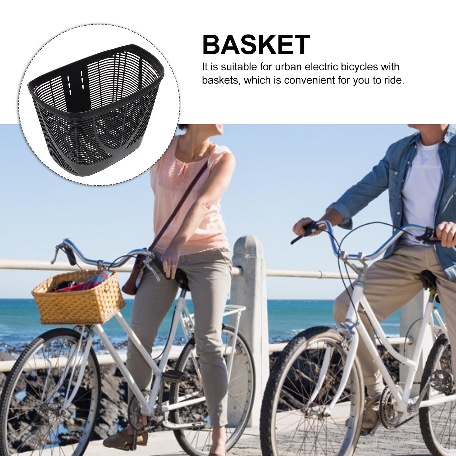 Cestino per Monopattino Elettrico e Bicicletta da Città in Plastica Resistente, Cestino Anteriore Spazioso da Manubrio, Facile da Installare per Pendolarismo Urbano e Mobilità