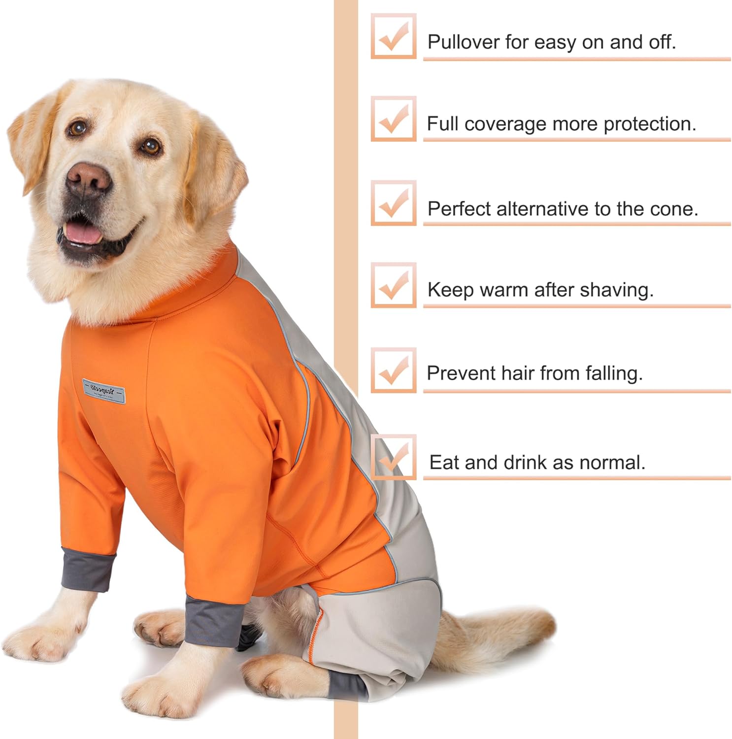 Dog Full Body Winter Coat, Waterproof Fleece Jacket for Small Medium Large Dogs Reflective Snowsuit with Zipper for Outdoor Skating (Orange, 3XL(Weight 33-53 lbs))