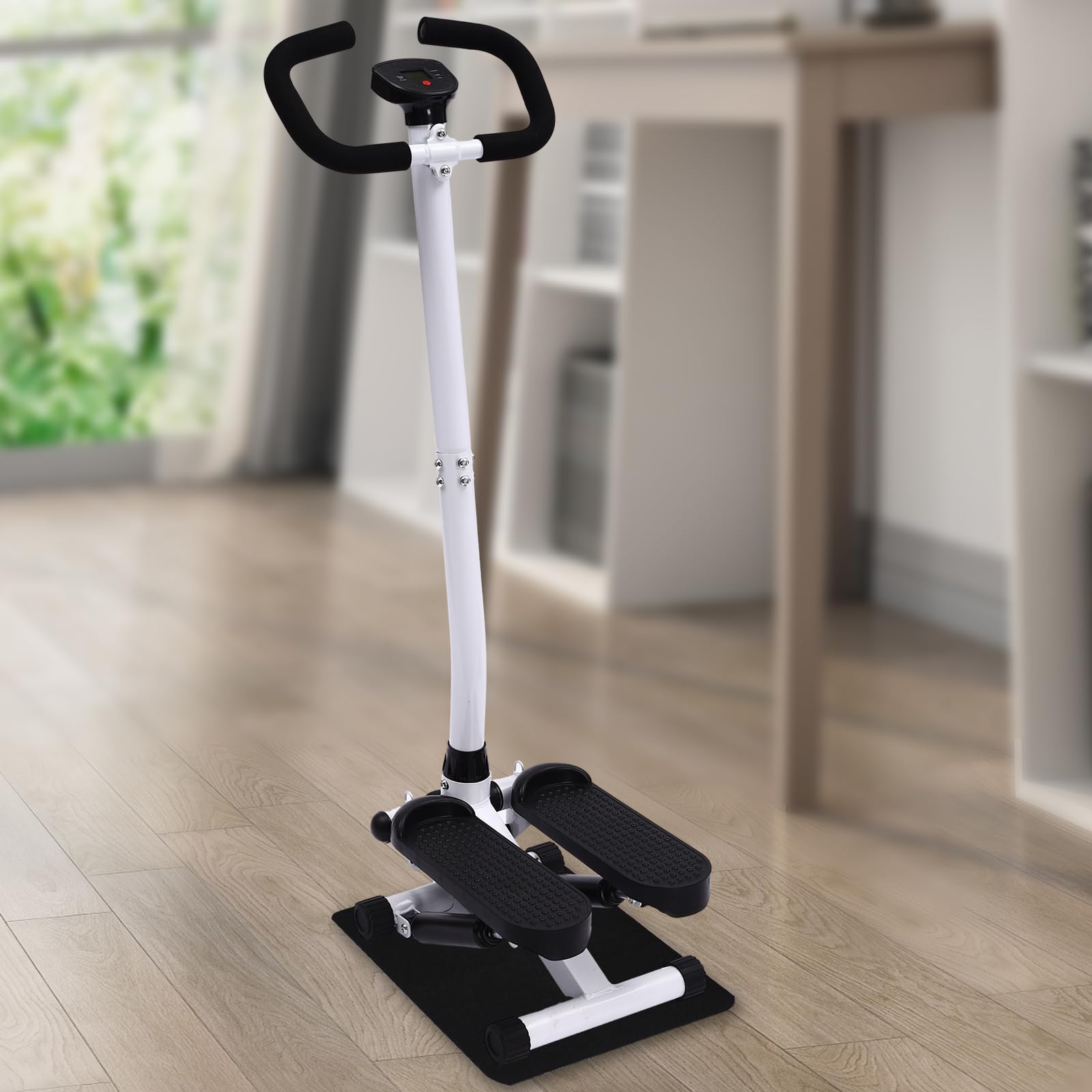 Fitness Stepper Esercizio Stepping Machine, con manubrio, tappetino, 2 fasce di resistenza, per perdita di peso, modellazione del corpo ed esercizi quotidiani, capacità di carico 150 kg