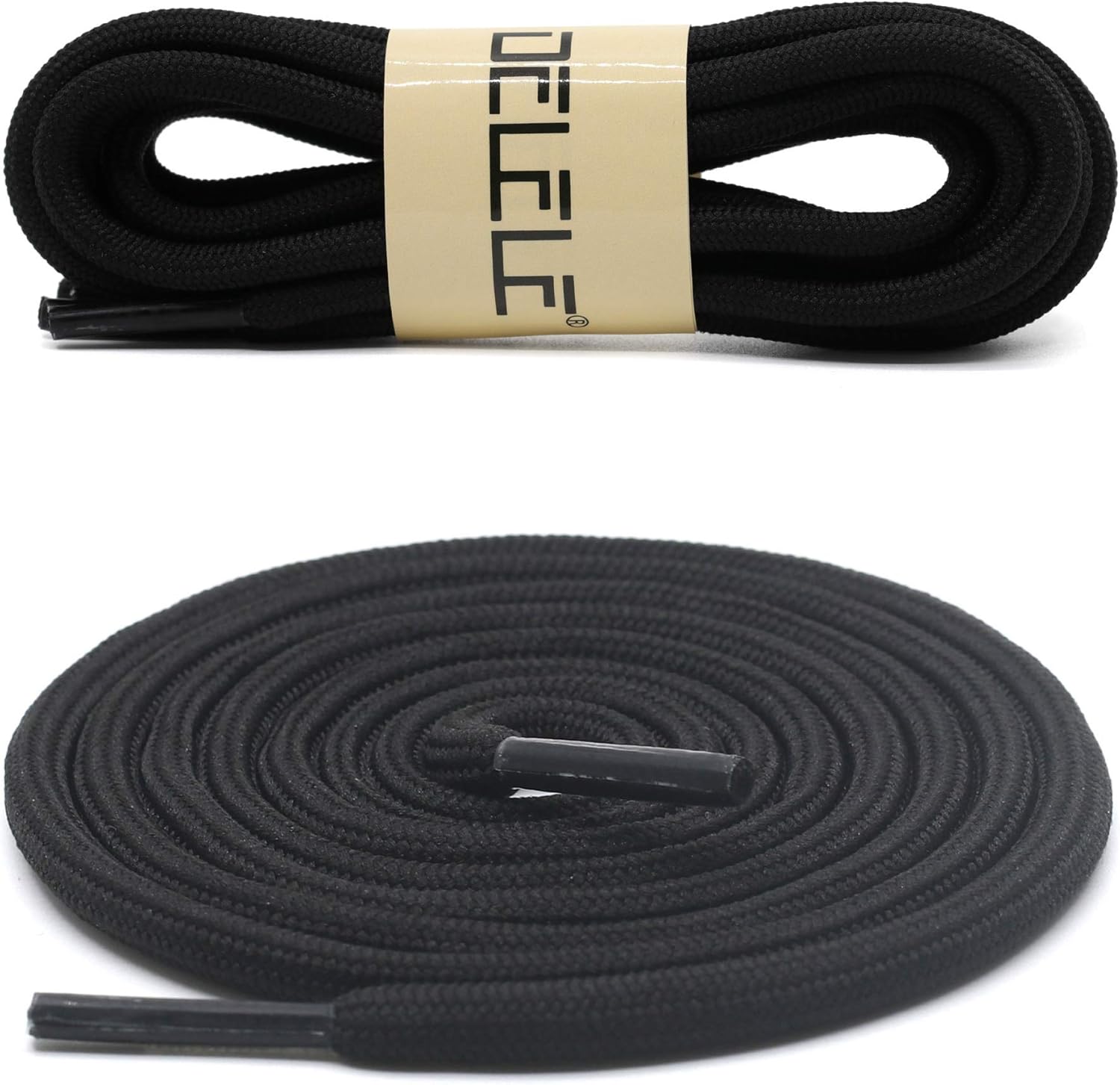 DELELE 2 Pair Thick Round Climbing Shoelaces Hiking Shoe Laces Boot Laces 41 inch (105CM) De109-02 Black