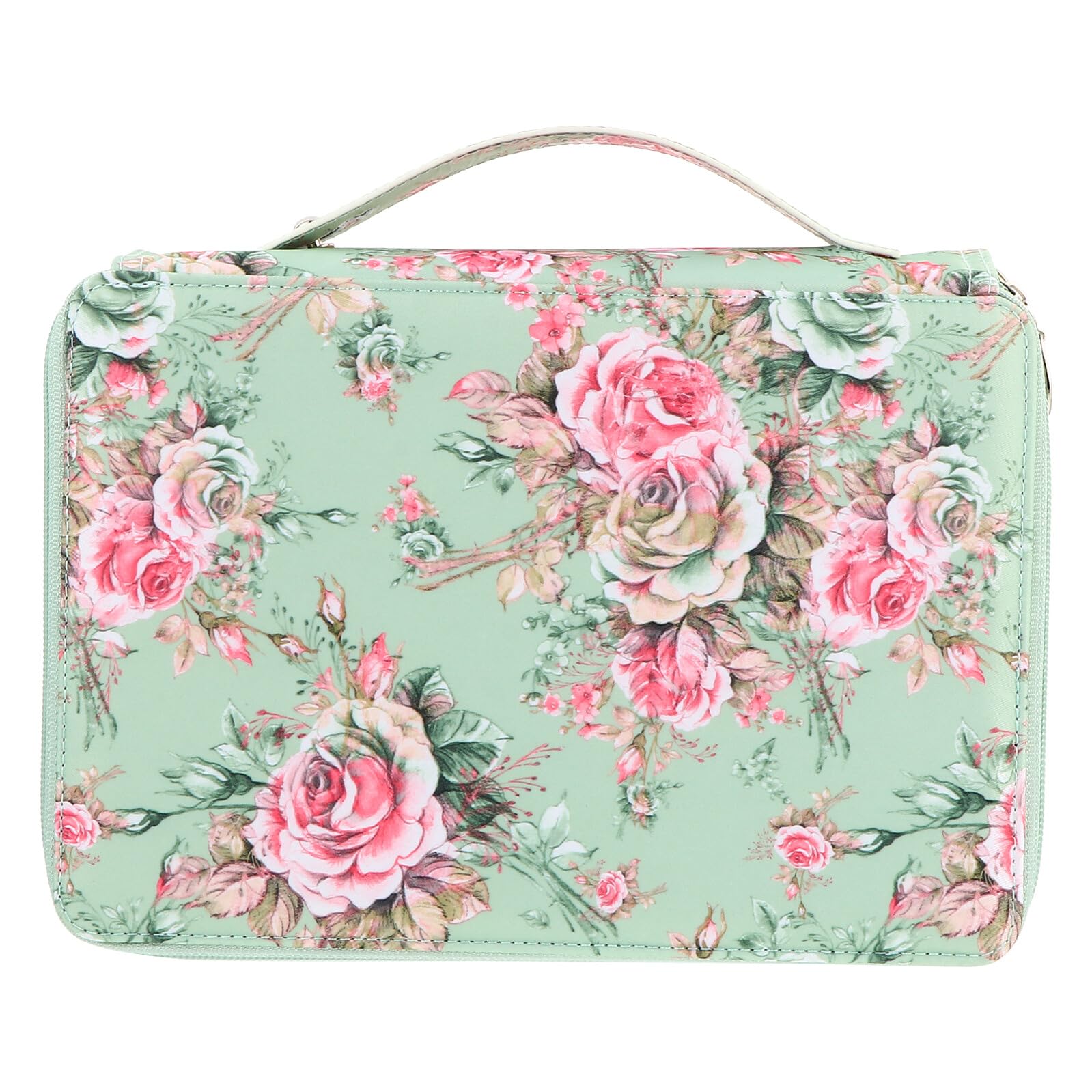 Ipetboom Astuccio Grande Capacità in PU Ecologico con Zip Liscia Organizer per Matite da Disegno e Penne Astuccio Scuola con Scomparti Verde e Rosa