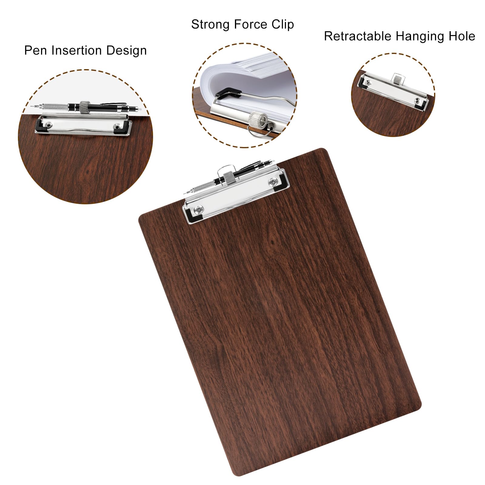 URbantin A4 Wooden Clipboard, Wood Clip Board,Wooden Clipboard Folder with Low Profile Clip and Pen Holder,A4 Clipboards,10 Pack - Image 2
