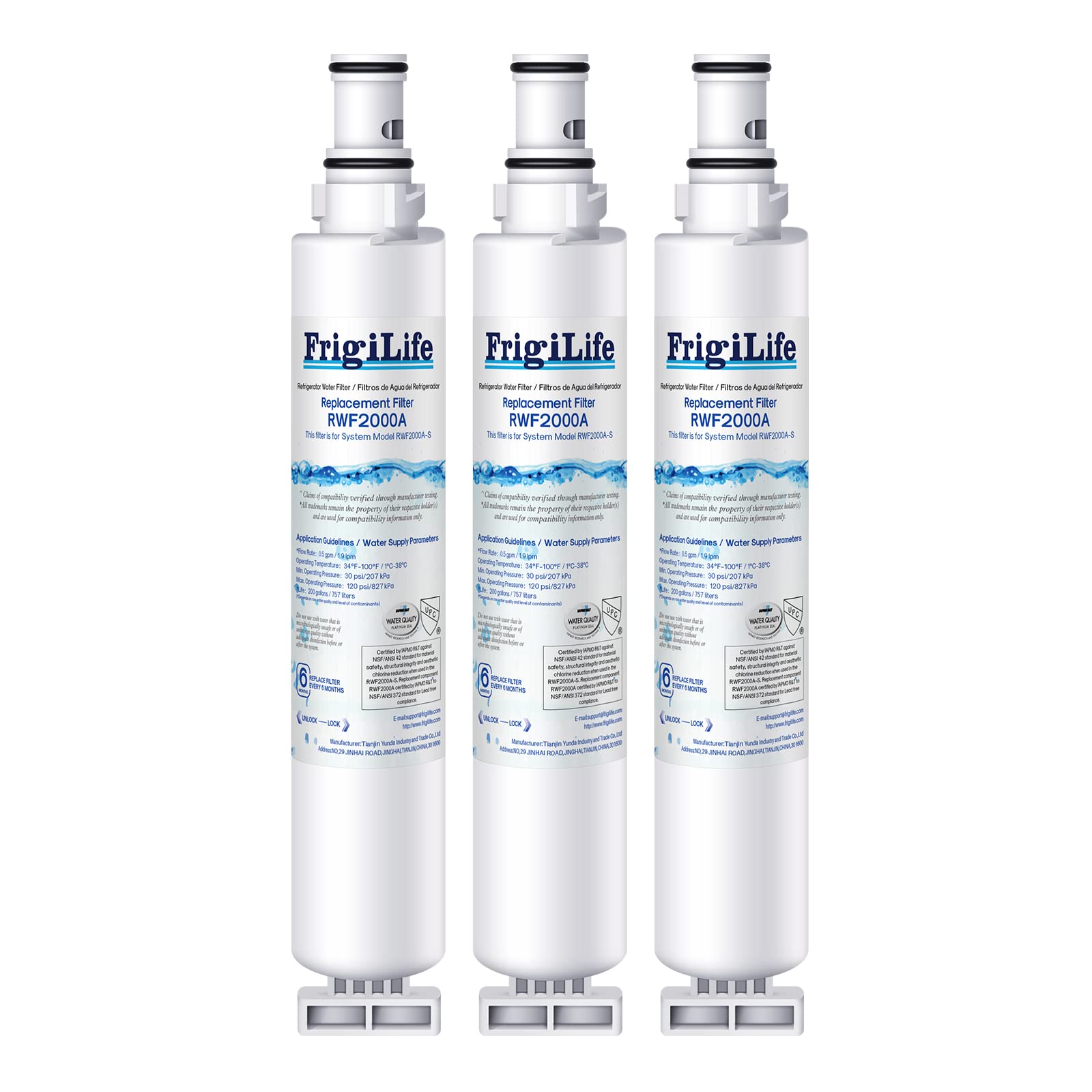 FrigiLife4396701 Replacement for Whirlpool 4396701, Kenmore 9915, 4396702 EDR6D1, RWF2000A,WF293, EveryDrop Filter 6, LC200V, SGF-W10, L200V, EFF-6001A, Refrigerator Water Filter 3PACK