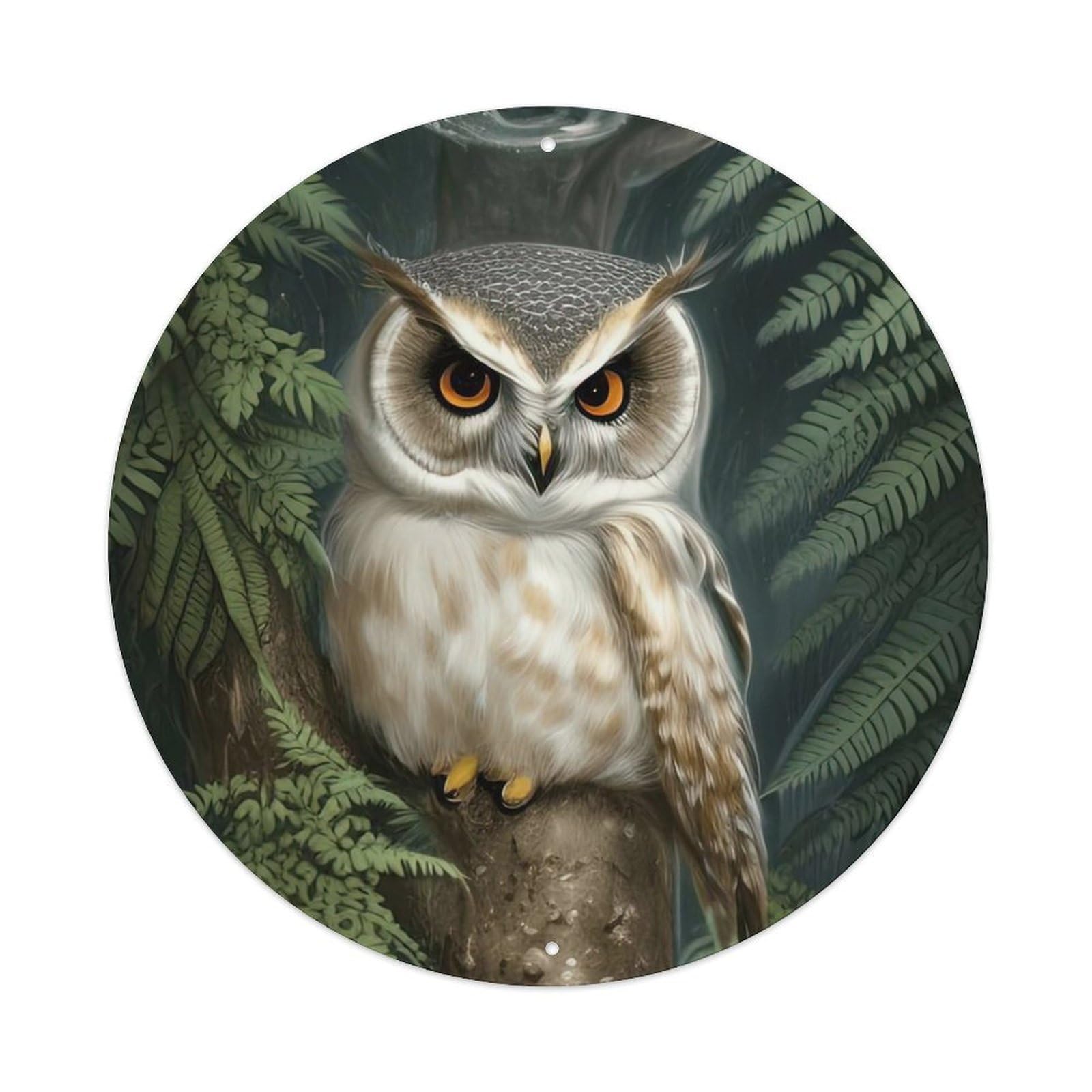 Animal Long-eared Owls in Trees Metal Tin Sign