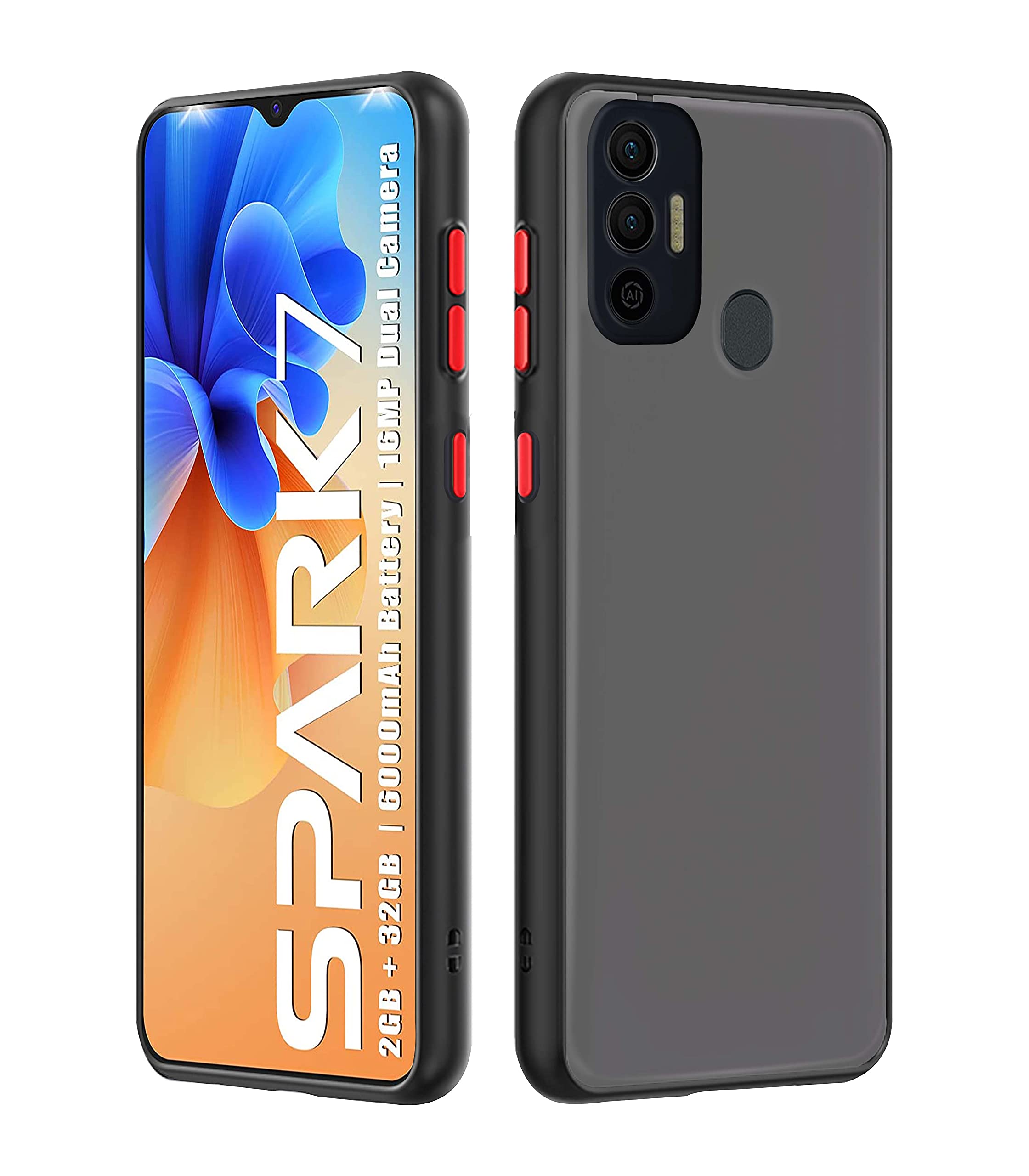 Pikkme Back Cover for Tecno Spark 7 / 7T (TPU, Plastic | Smoke Black) (B09BQQ6T14) Amazon Price History, Amazon Price Tracker