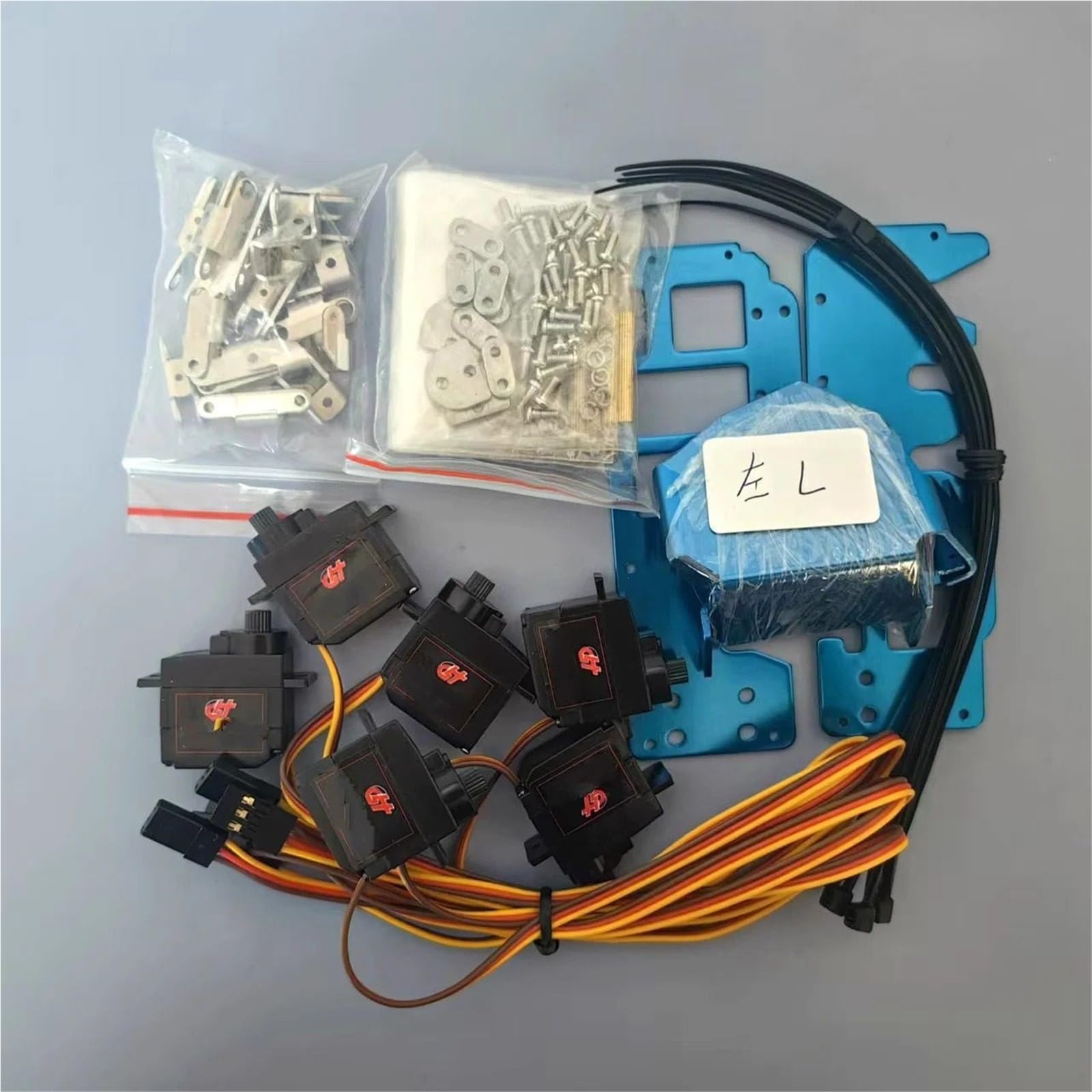 5 DOF Mini metalowy robot ręczny niezależny palec bioniczny mechaniczny palec humanoidalny robot chwytak niezmontowany zestaw zabawek DIY(Blue left hand)