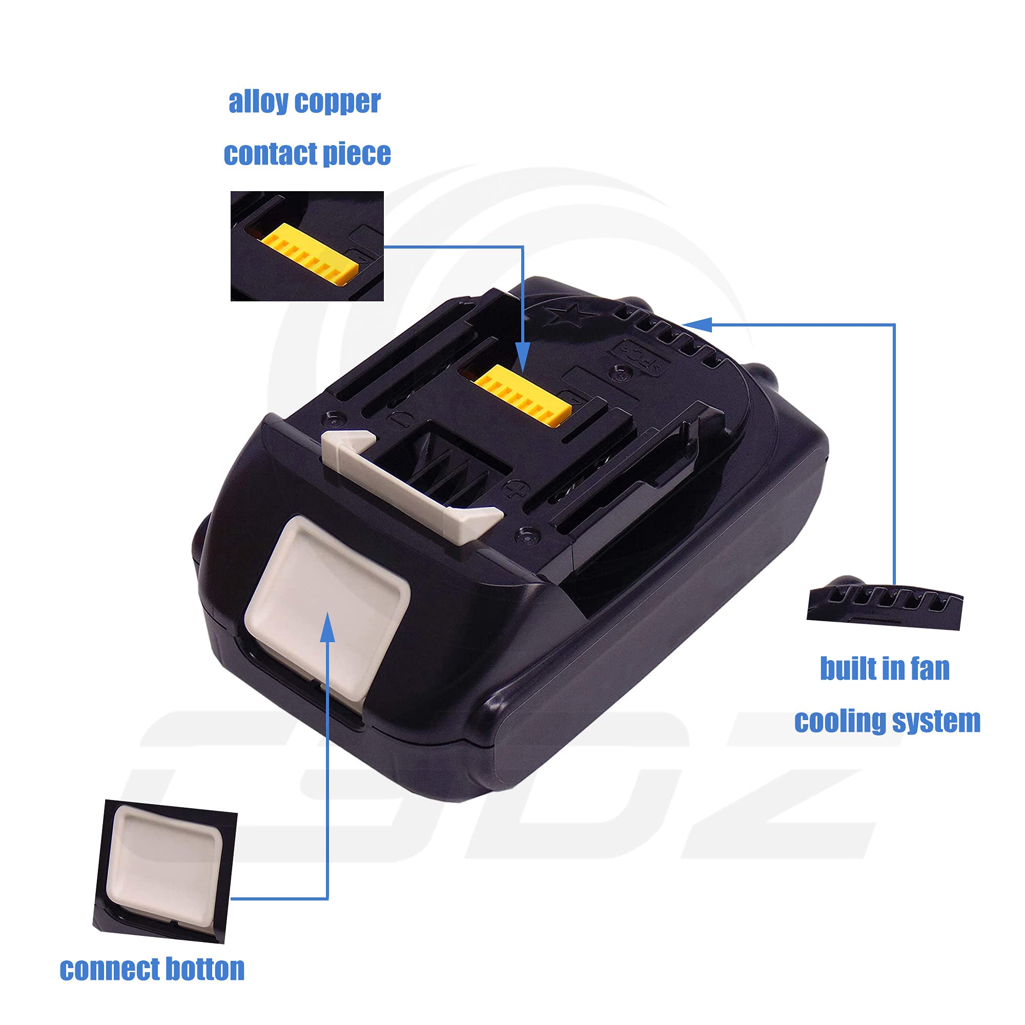 2pcs BL1815 Batterie 18V 1500mAh pour Makita DDA350Z DCG180Z DDF453RYE3 DCG180RY DDF482Z DTW285Z DDF484Z RMB100 DMR104 BMR107 LXRM02 LXRM03 BMR103 BMR102 DMR102 BMR104 DMR109 HP457D LXFD01